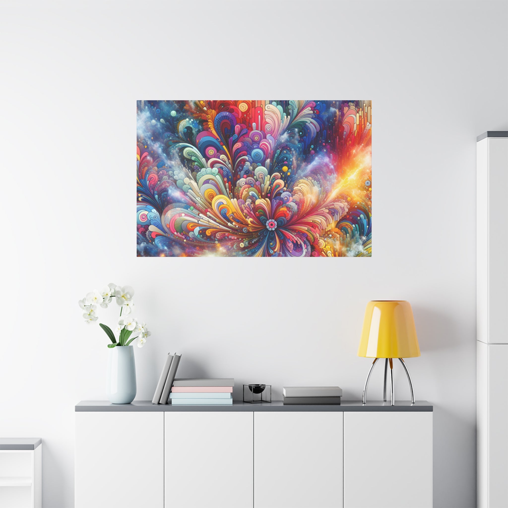 Cosmic Bloom Explosion Colorful Abstract Art Canvas - Canvas