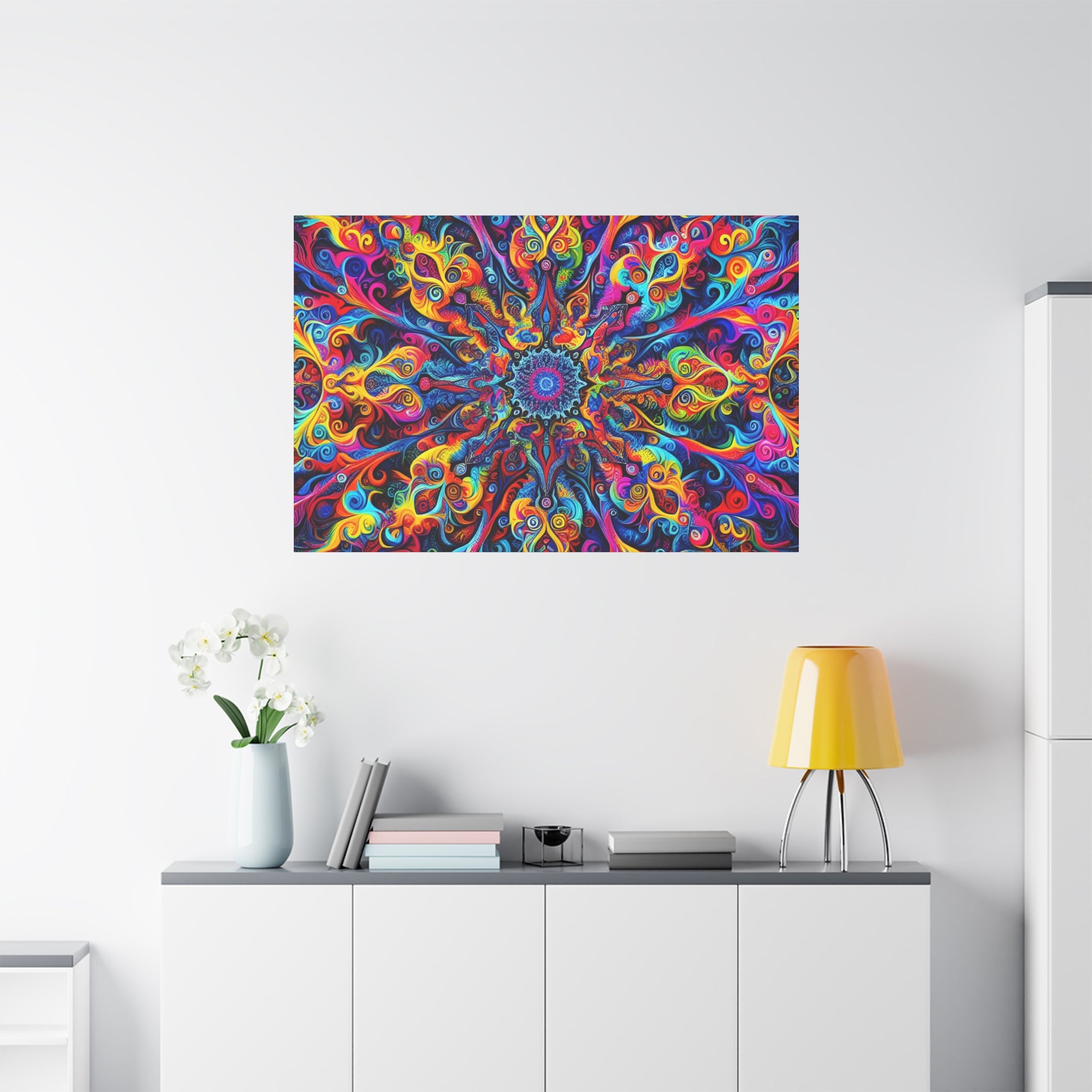 Psychedelic Mandala Explosion Colorful Abstract Art Canvas - Canvas