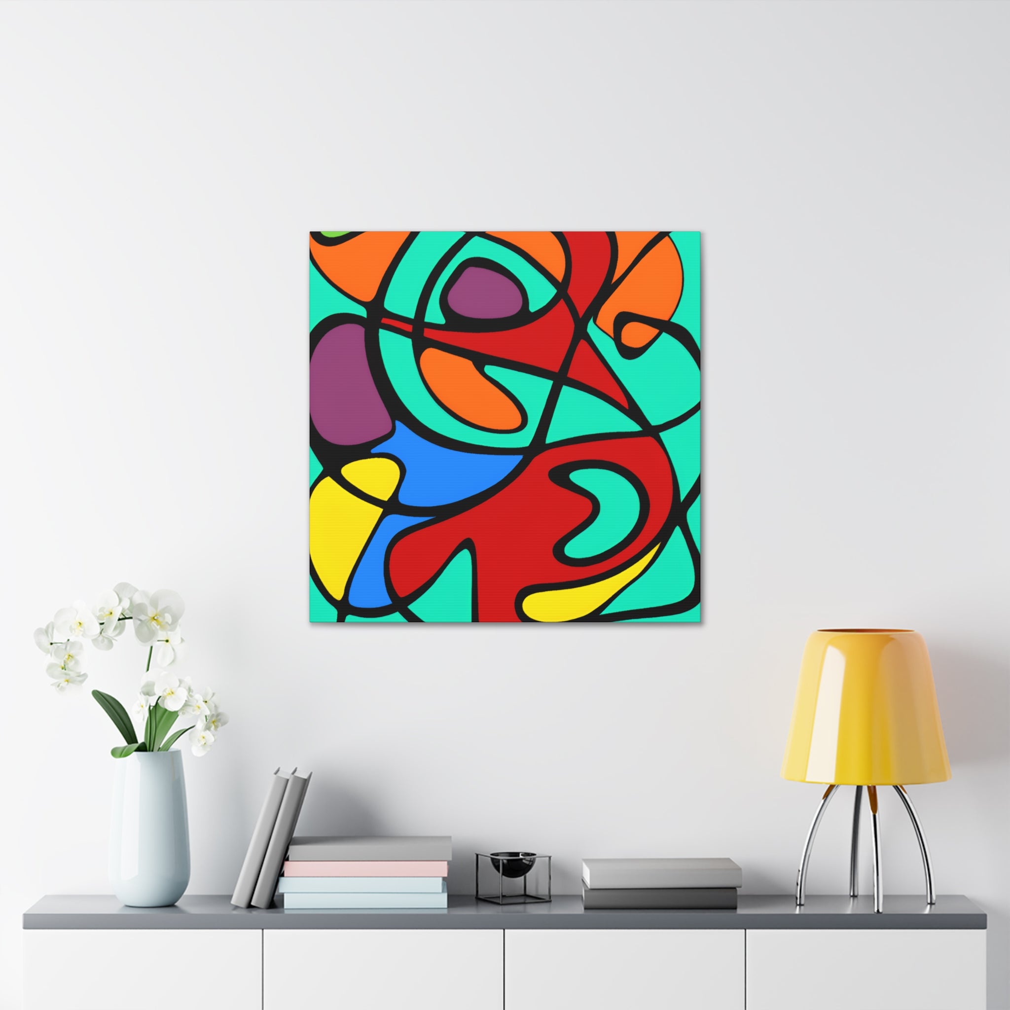 Vibrant Abstract Curves Canvas Art Print - Canvas