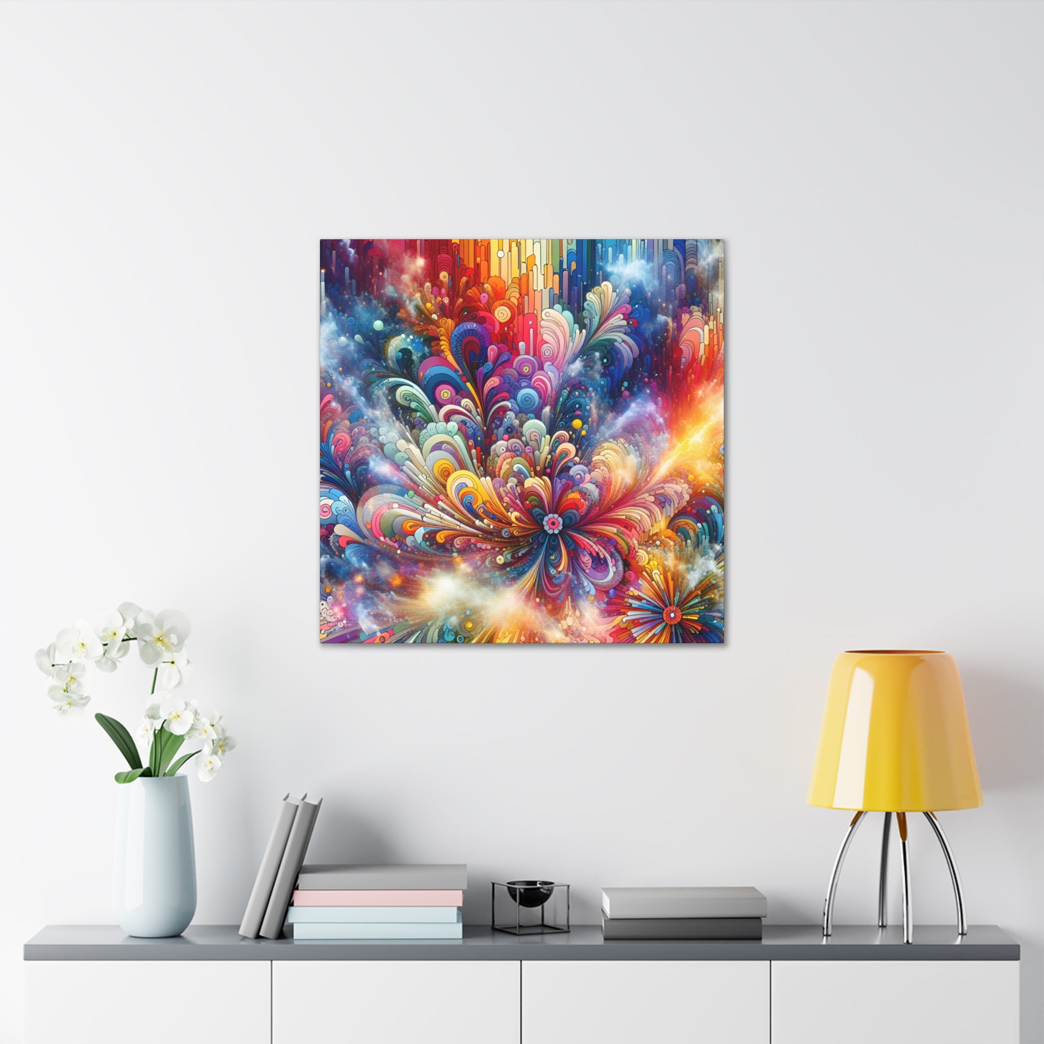 Cosmic Bloom Explosion Colorful Abstract Art Canvas - Canvas