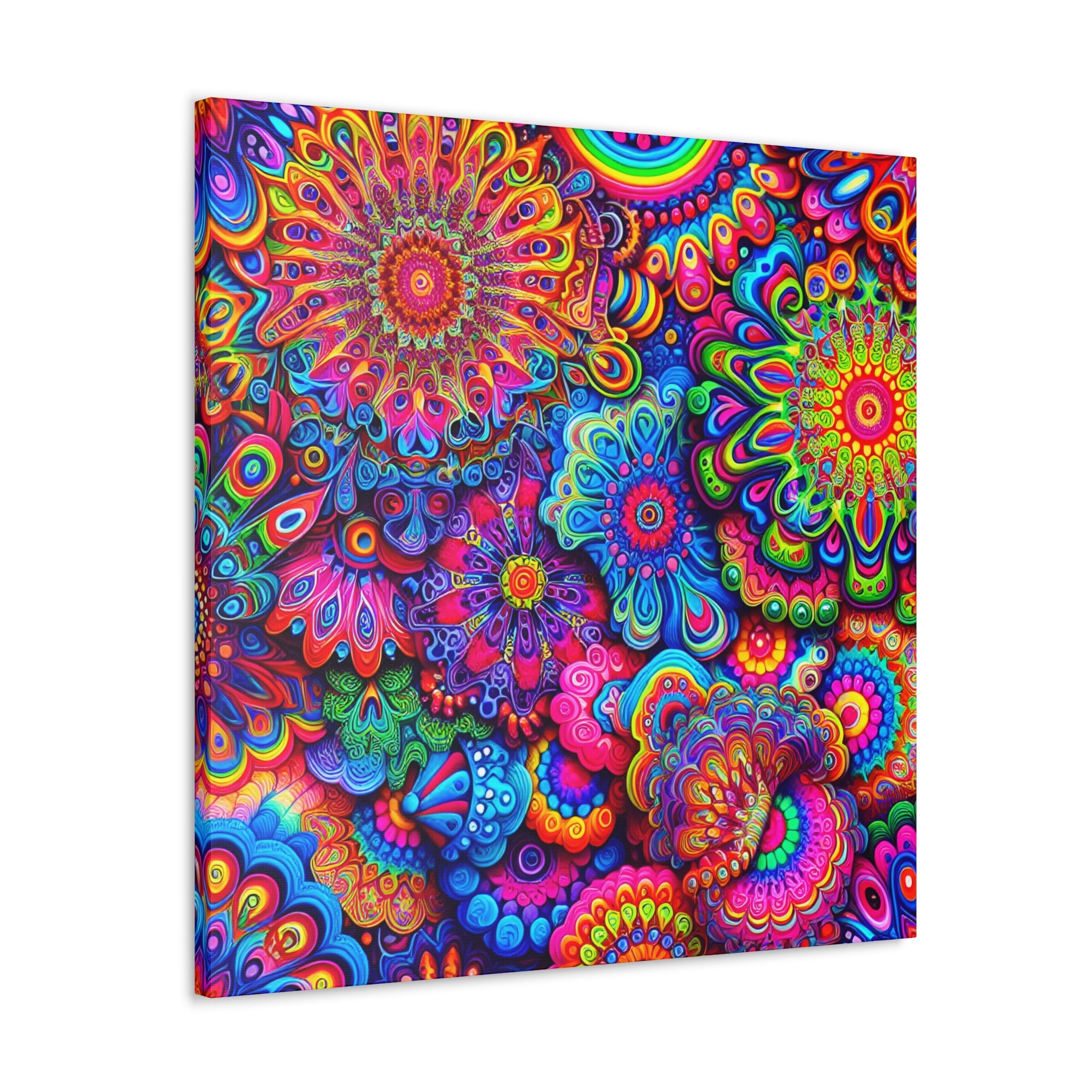 Psychedelic Floral Kaleidoscope Canvas Art Print - Canvas