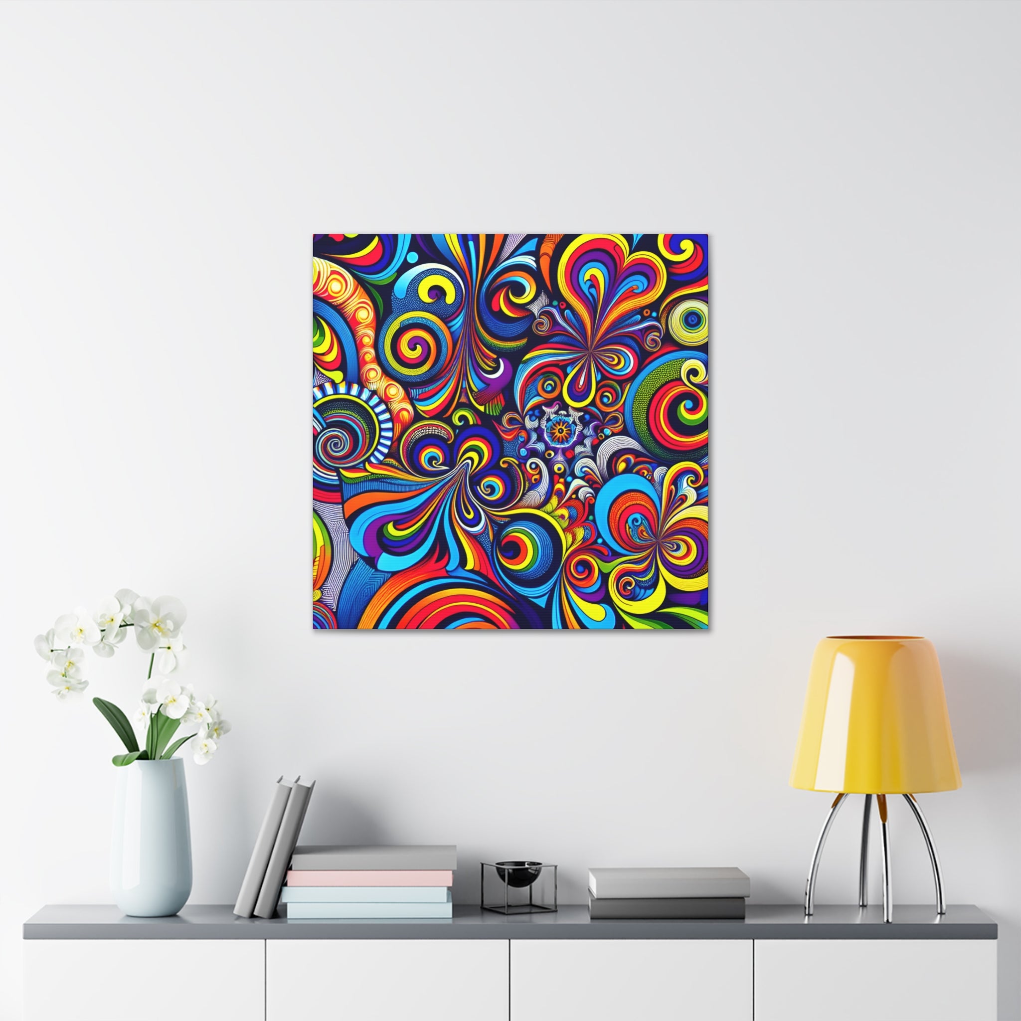 Vibrant Psychedelic Swirls Abstract Art Canvas - Canvas