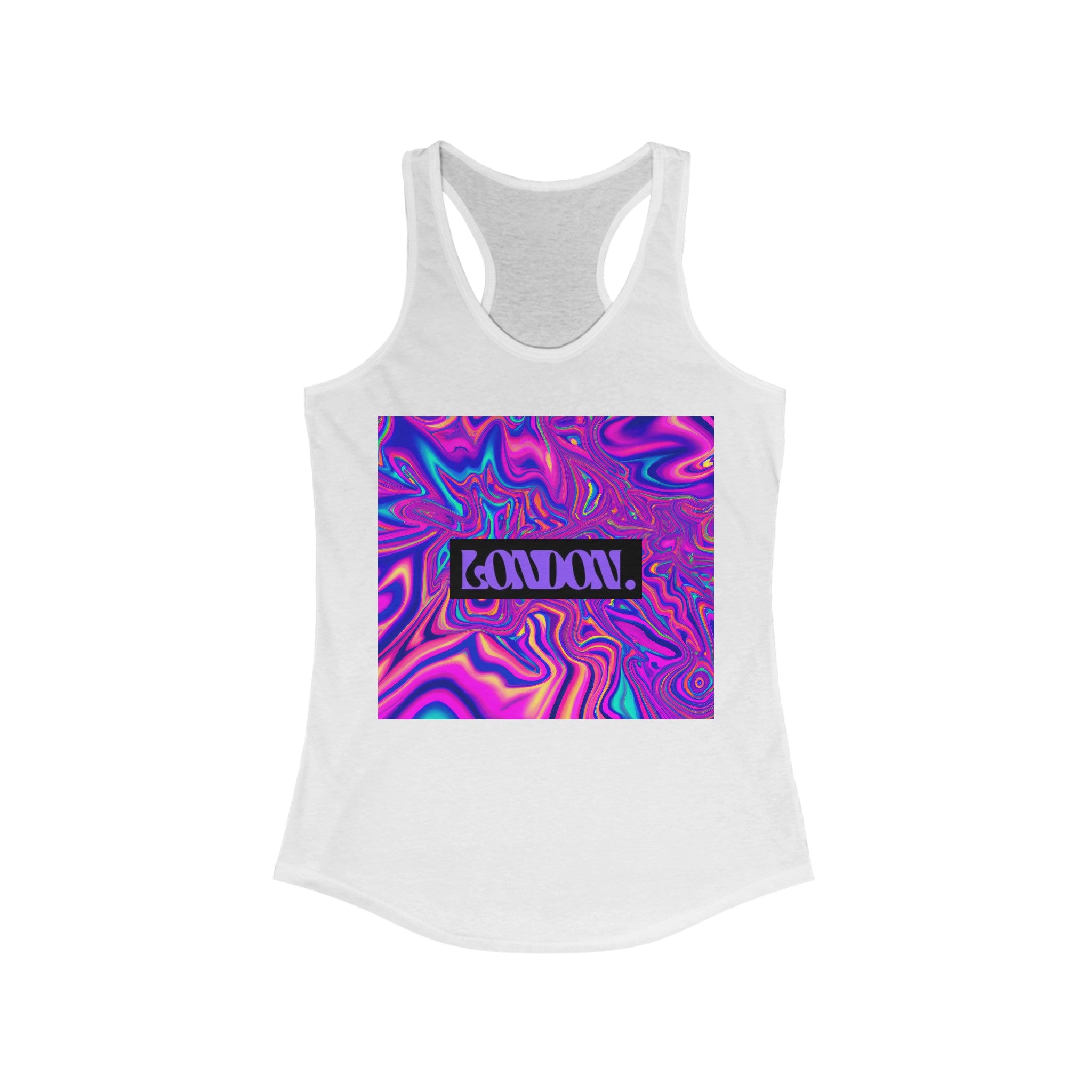 "Groovy Bazaar: Retro Pop & Psychedelic Swirls" - Racerback Tank Top