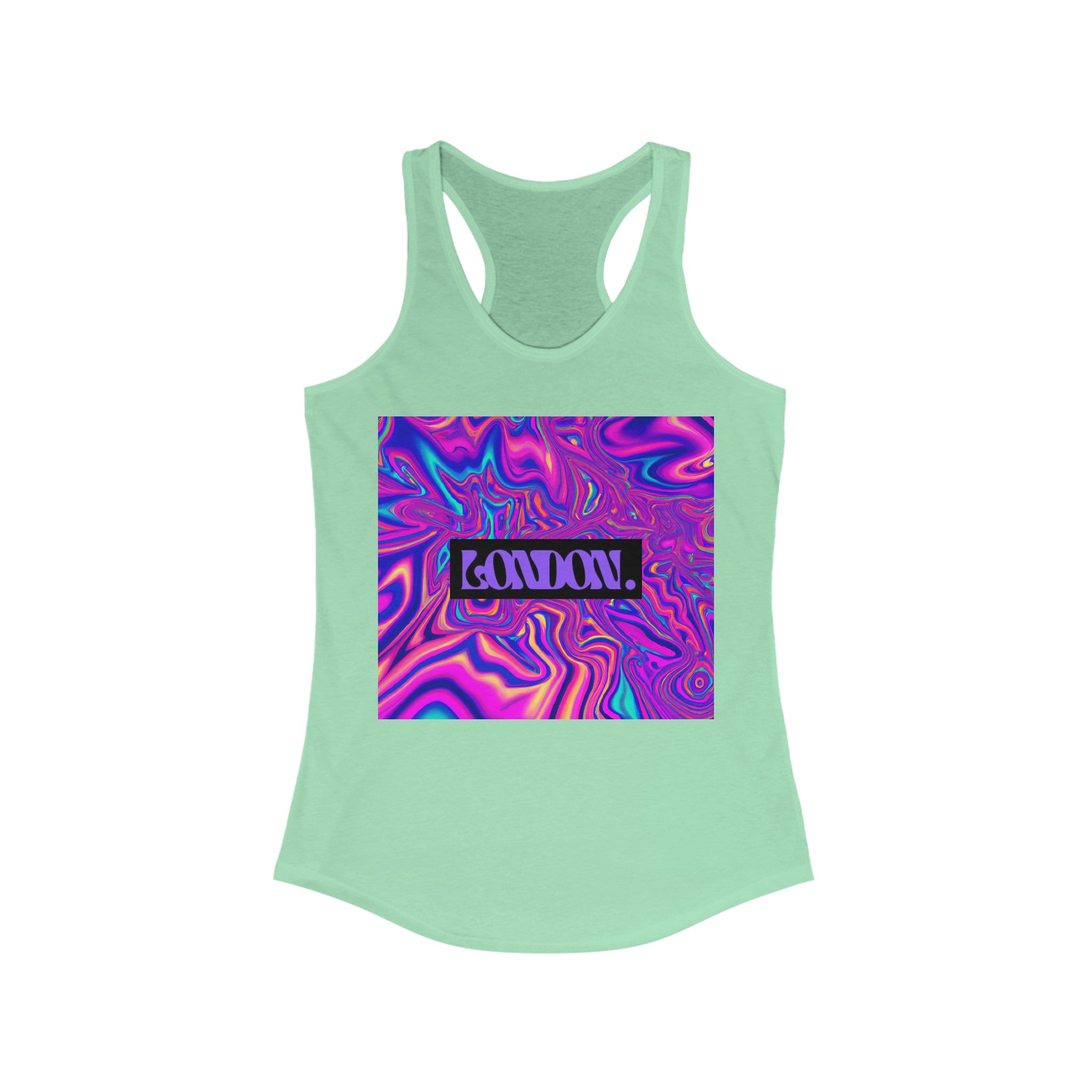 "Groovy Bazaar: Retro Pop & Psychedelic Swirls" - Racerback Tank Top