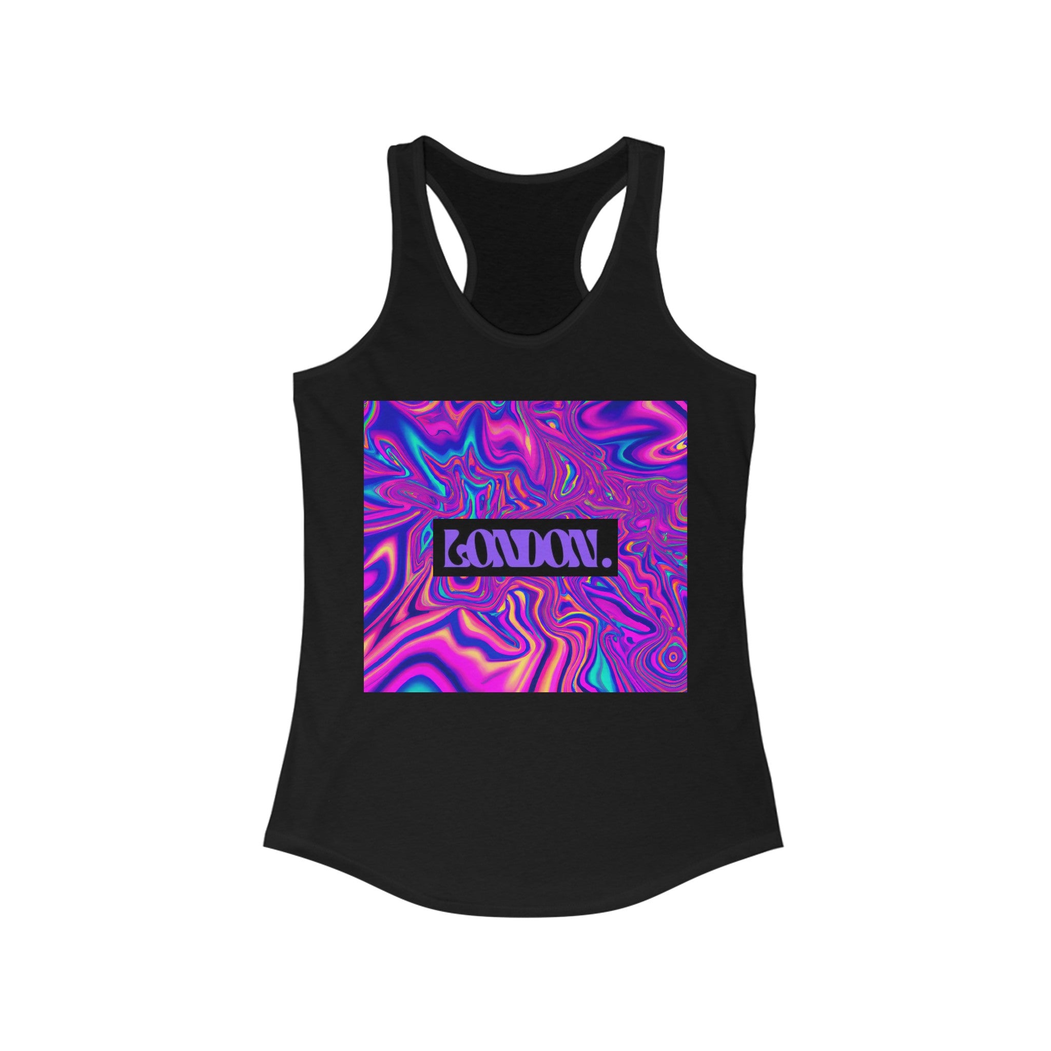 "Groovy Bazaar: Retro Pop & Psychedelic Swirls" - Racerback Tank Top