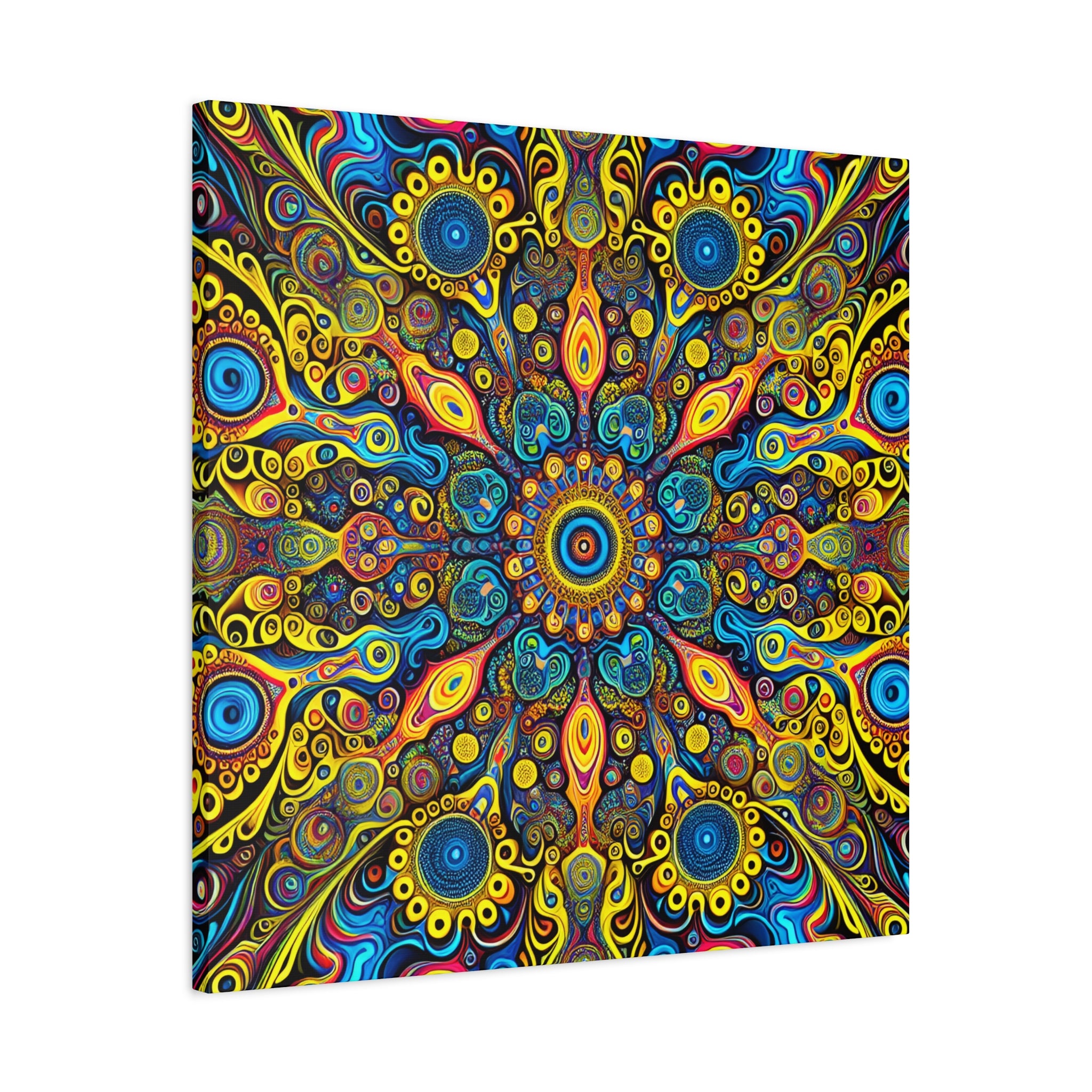 Psychedelic Kaleidoscope Mandala Canvas Art Print - Canvas