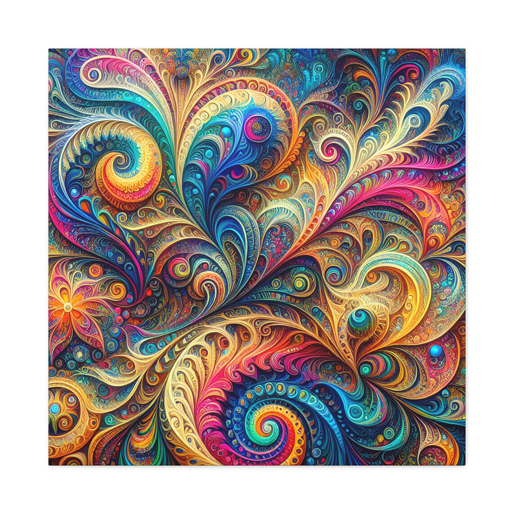 Vibrant Psychedelic Paisley Swirl Canvas Art Print - Canvas