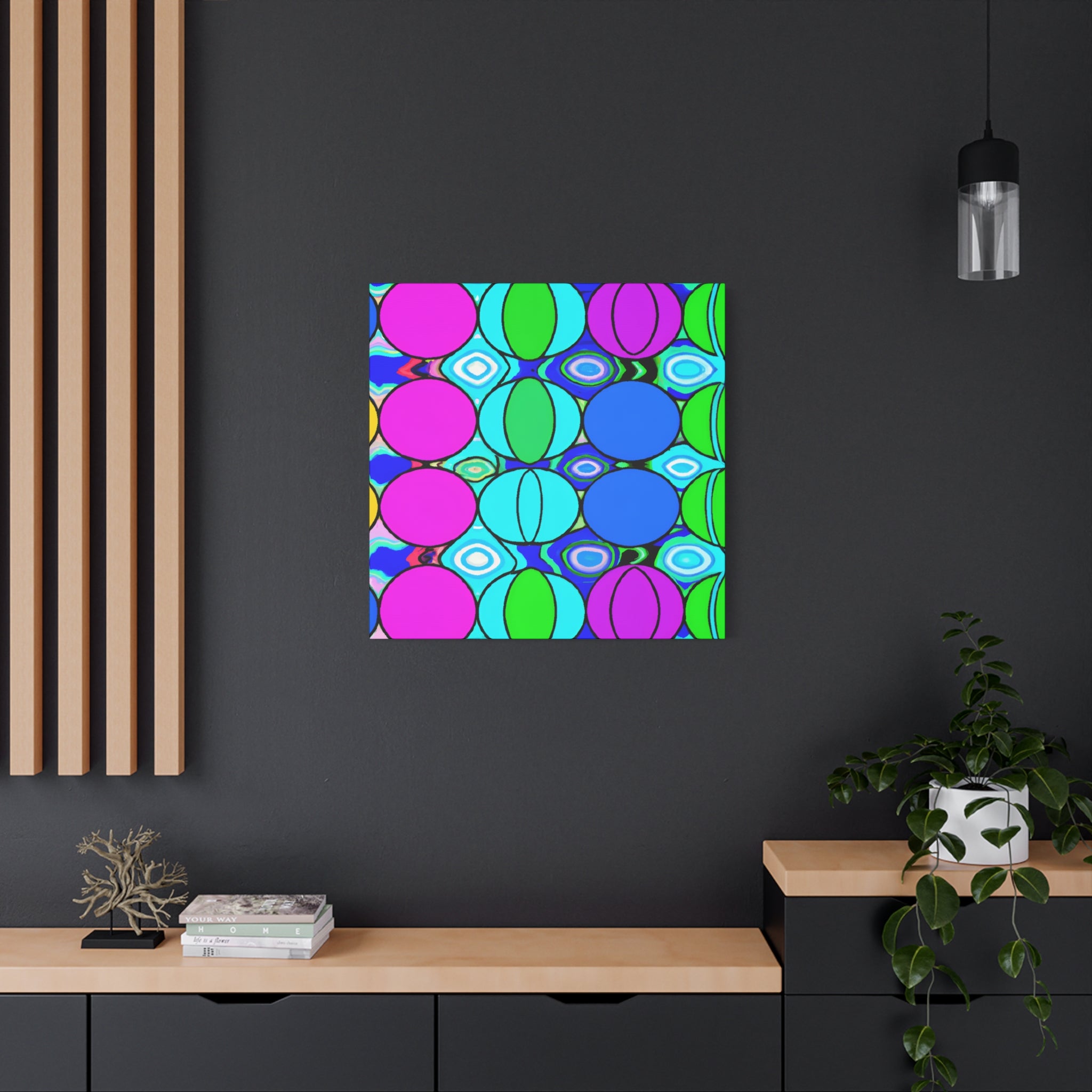 Vibrant Geometric Spheres Abstract Art Canvas - Canvas