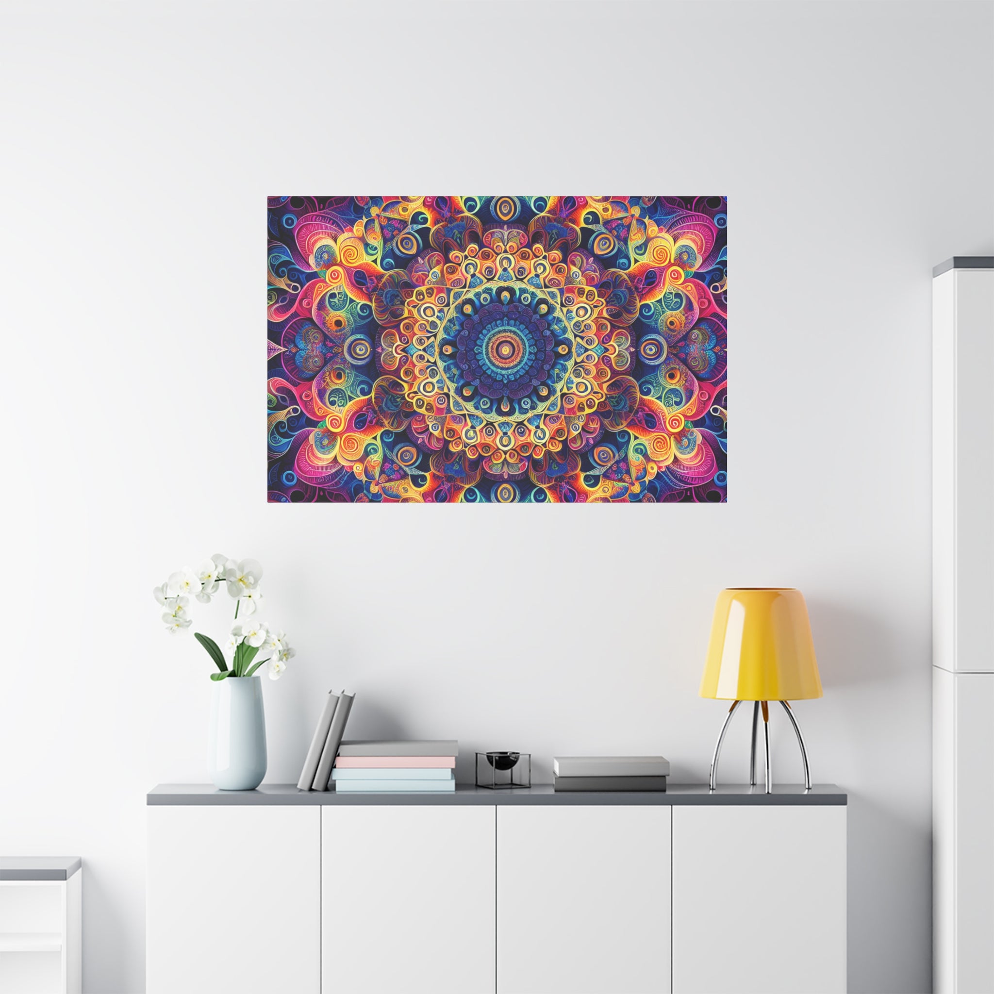 Vibrant Psychedelic Mandala Canvas Art Print - Canvas