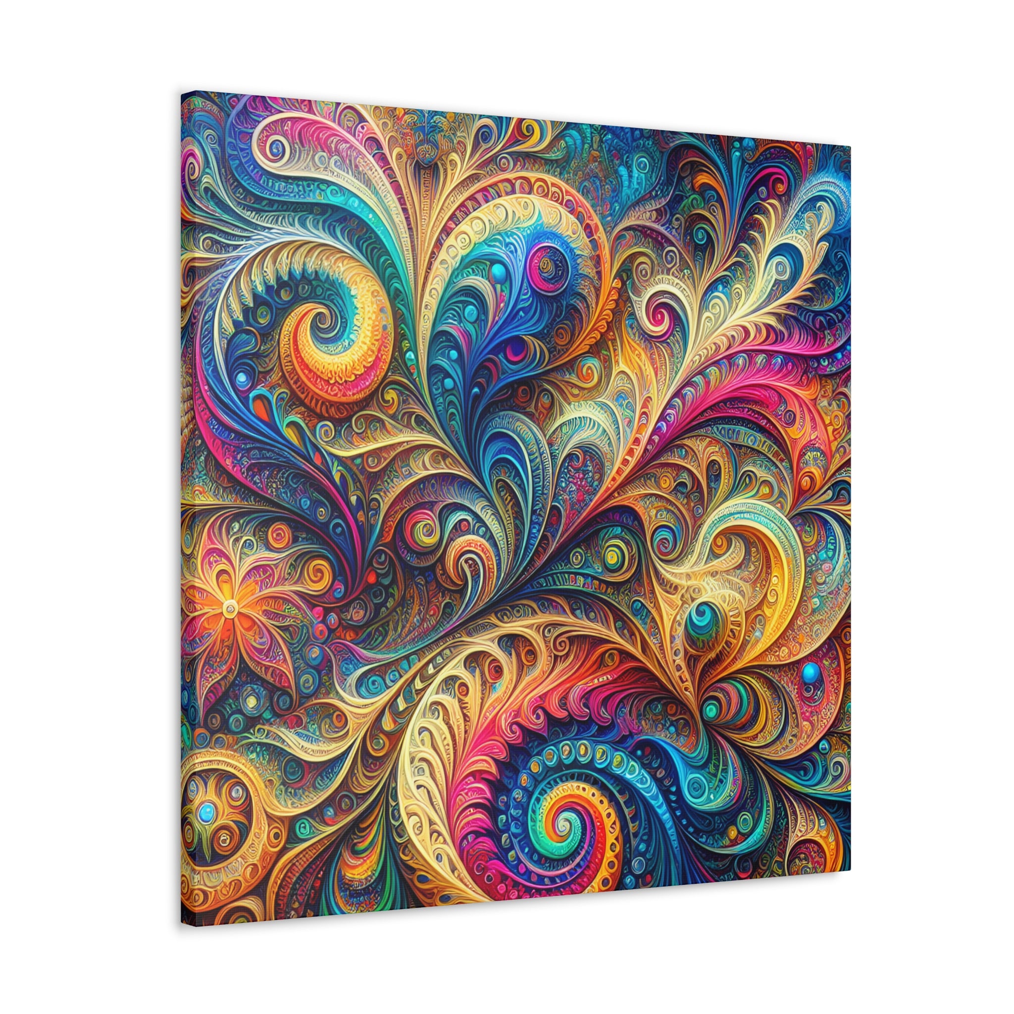 Vibrant Psychedelic Paisley Swirl Canvas Art Print - Canvas