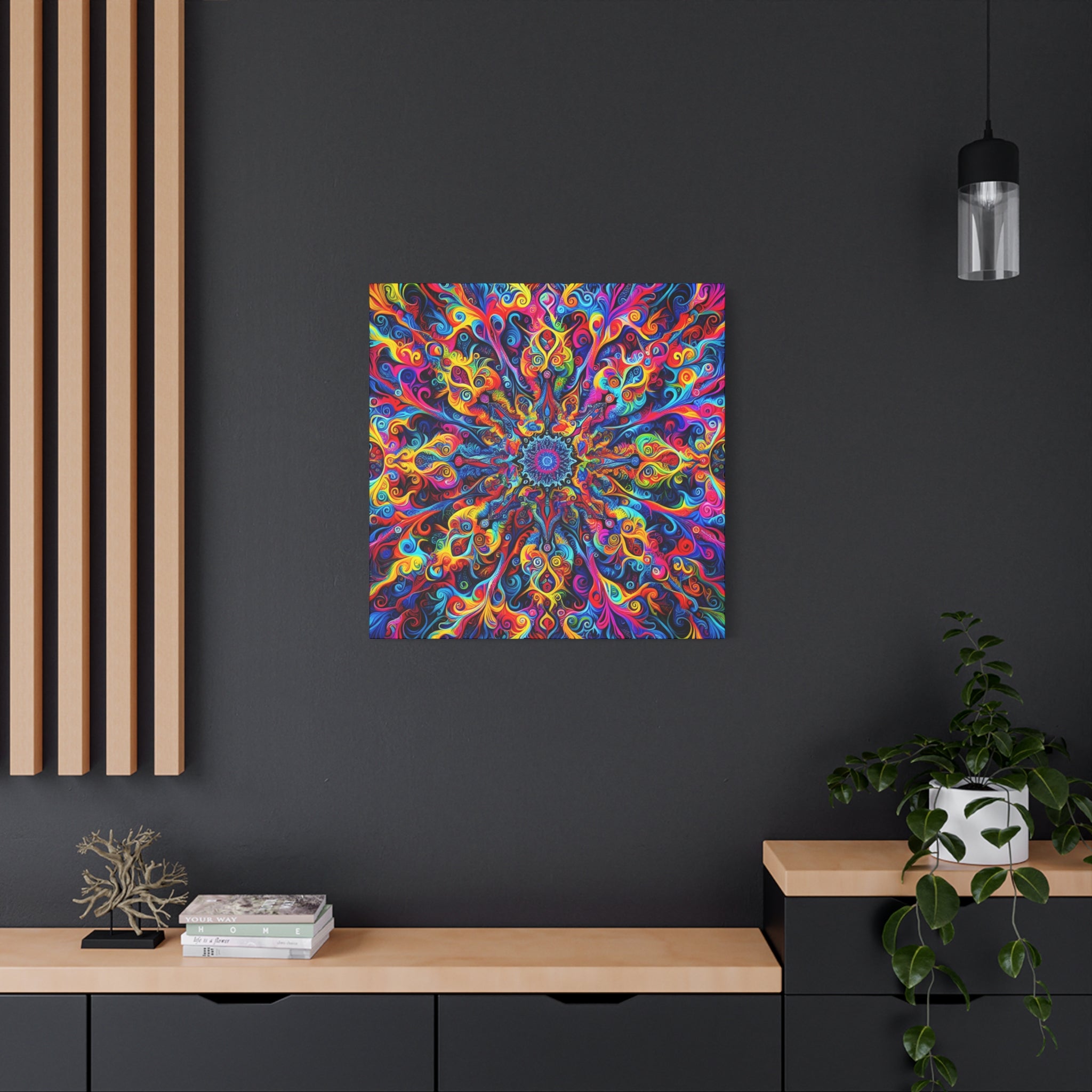 Psychedelic Mandala Explosion Colorful Abstract Art Canvas - Canvas