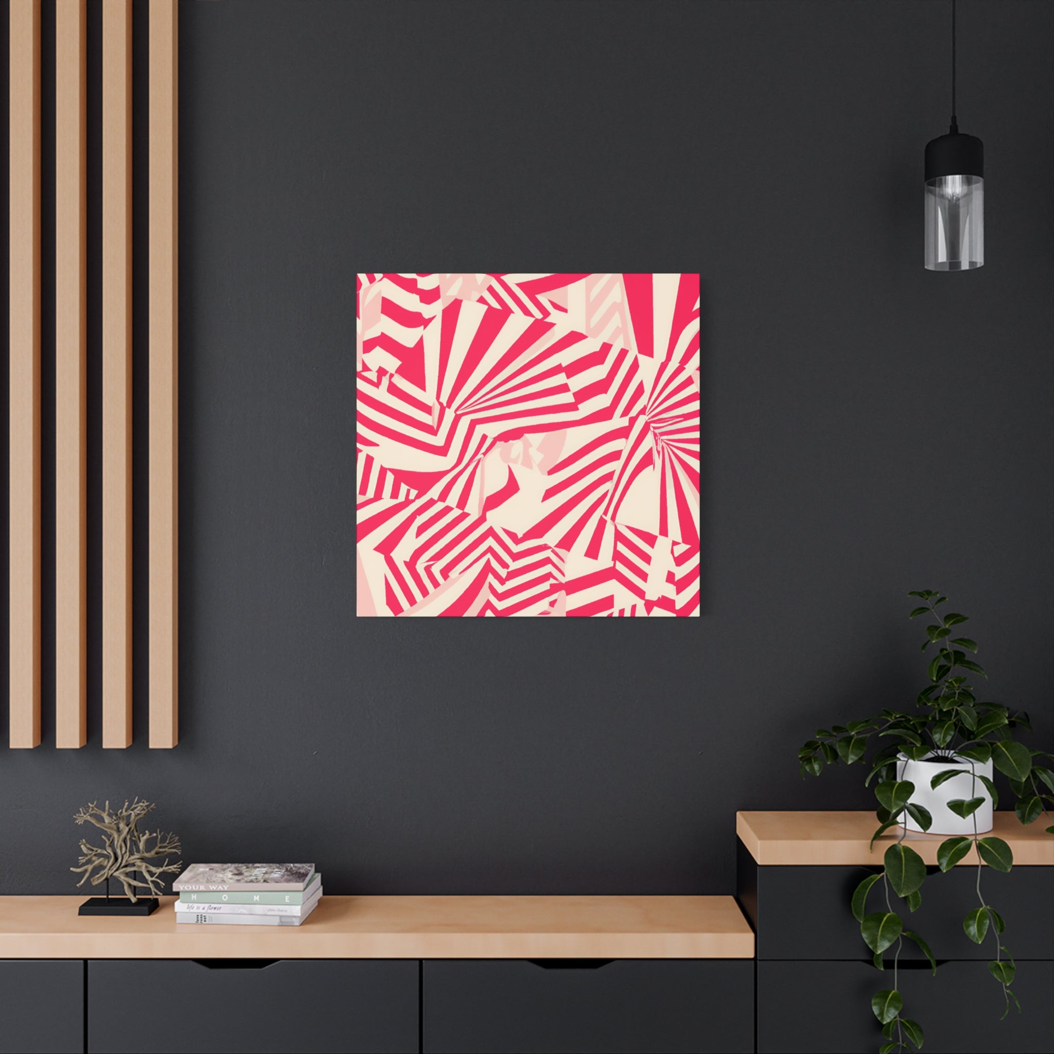 Crimson Geometric Vortex Abstract Art Canvas - Canvas