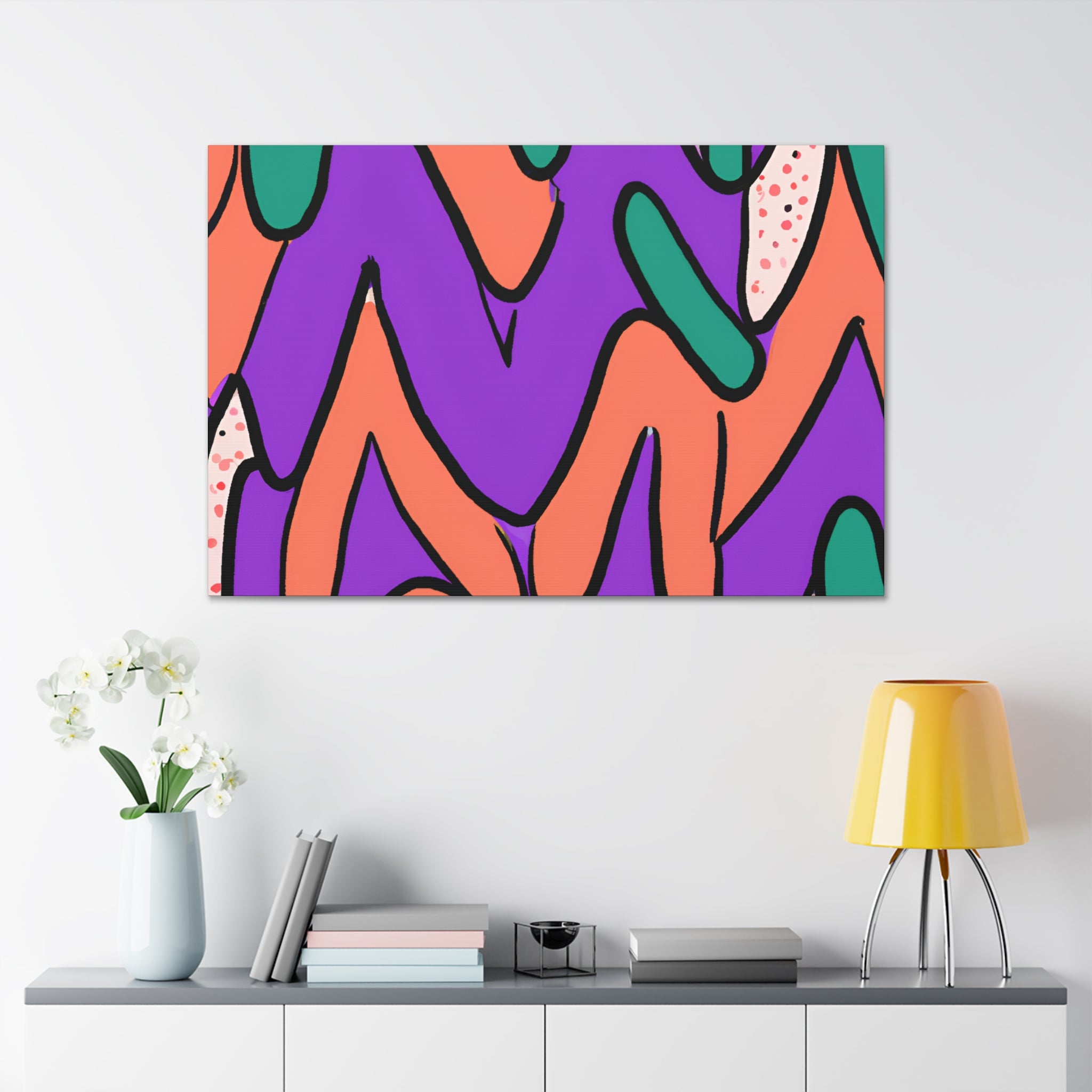 Vibrant Abstract Wiggles and Waves Canvas Art - Canvas