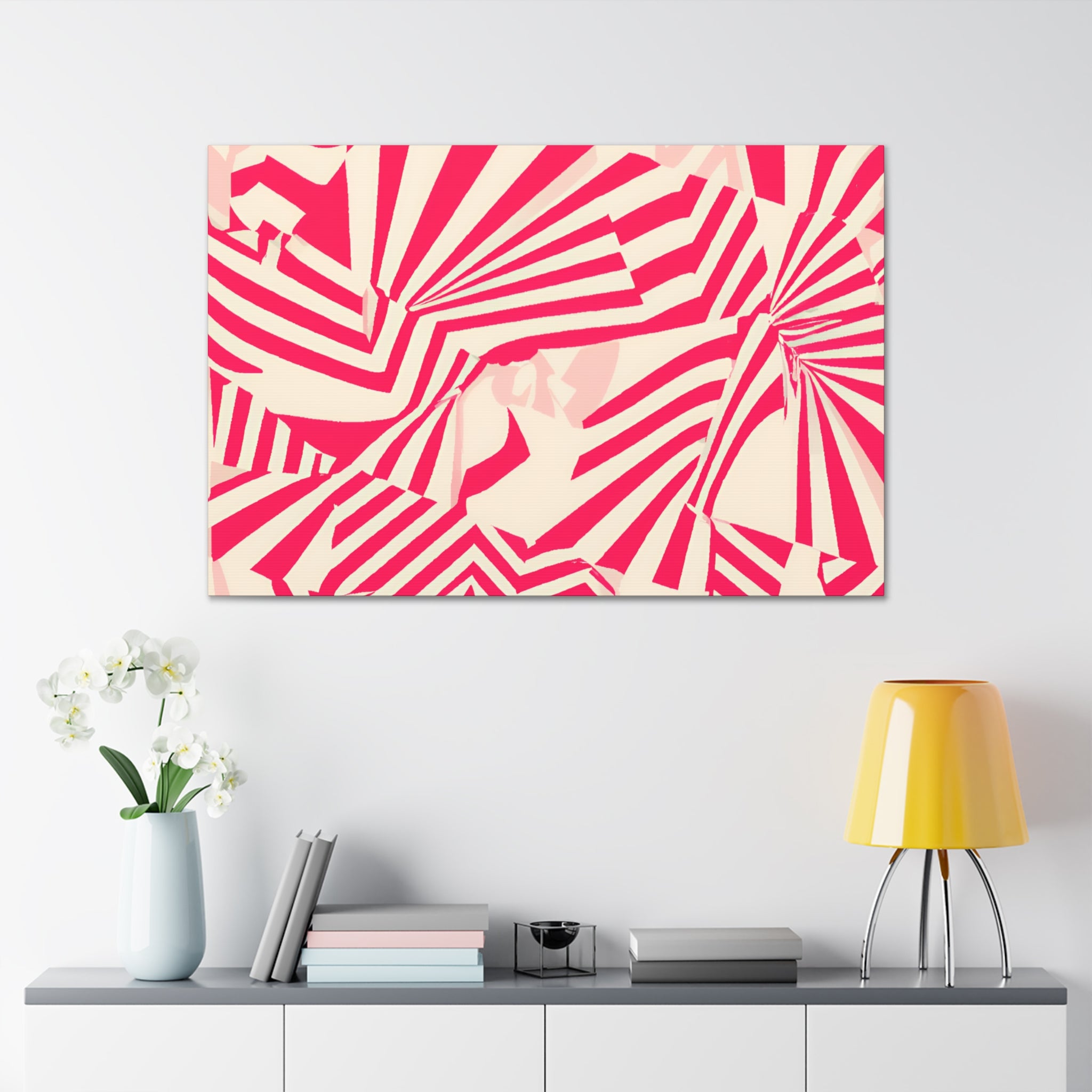 Crimson Geometric Vortex Abstract Art Canvas - Canvas