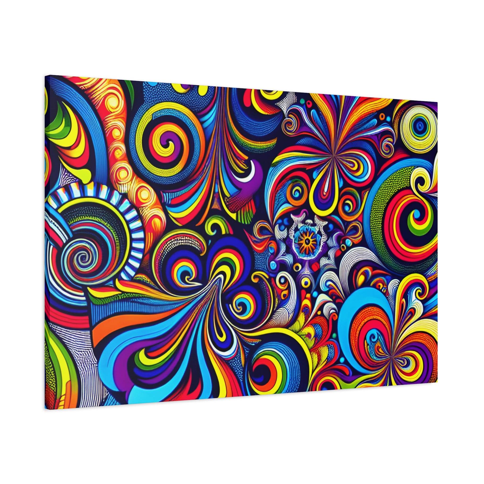 Vibrant Psychedelic Swirls Abstract Art Canvas - Canvas