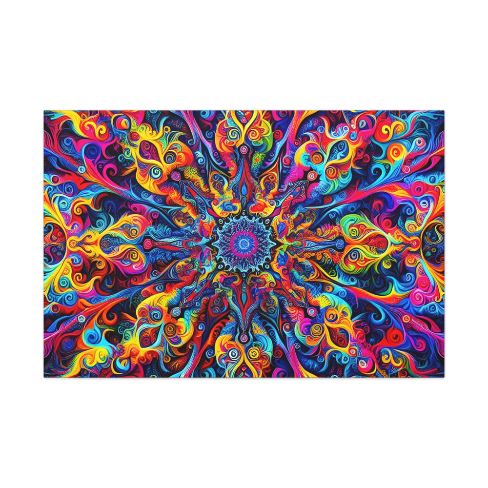 Psychedelic Mandala Explosion Colorful Abstract Art Canvas - Canvas