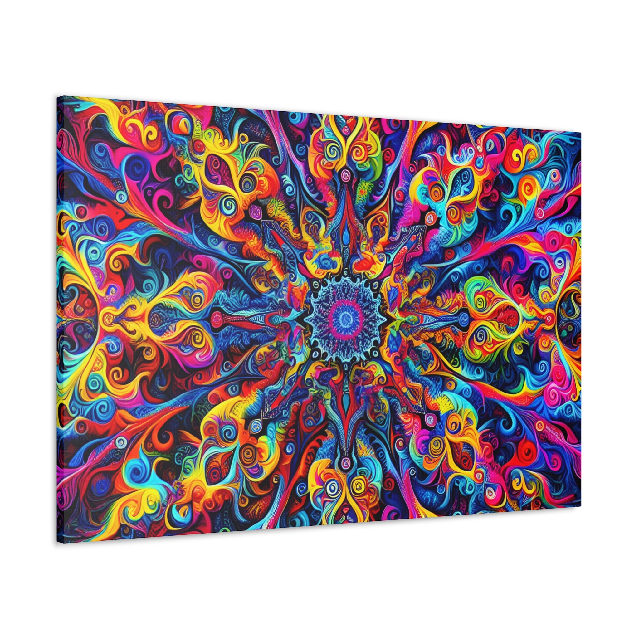 Psychedelic Mandala Explosion Colorful Abstract Art Canvas - Canvas