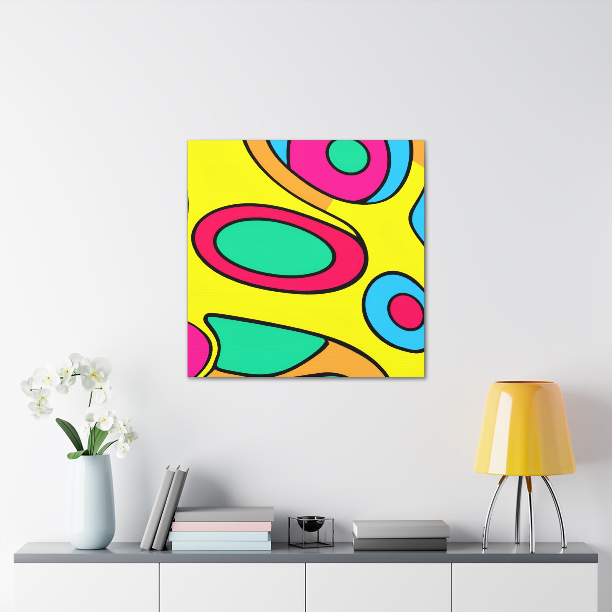 Vibrant Retro Pop Art Ellipses Canvas Print - Canvas