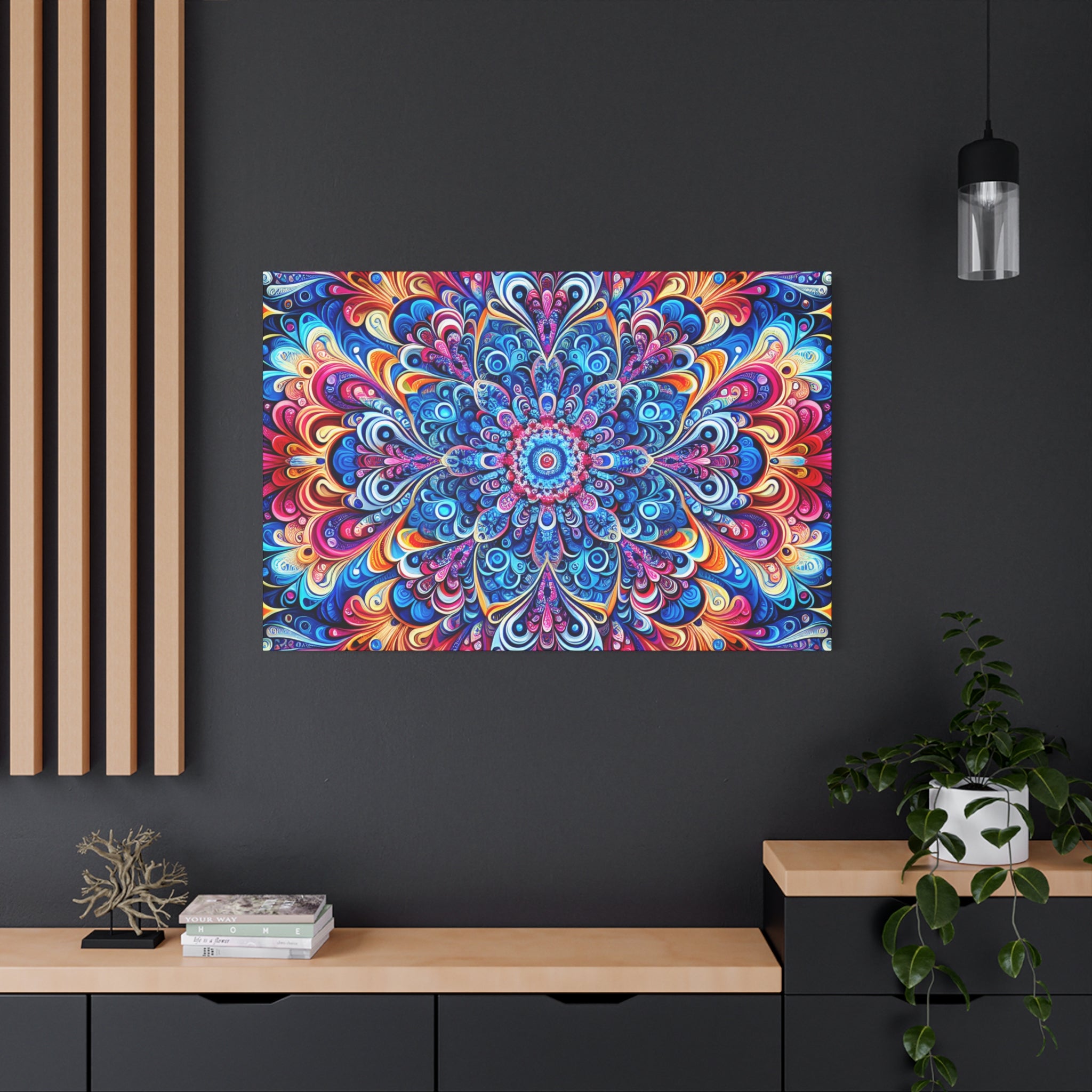 Vibrant Psychedelic Mandala Canvas Art Print - Canvas