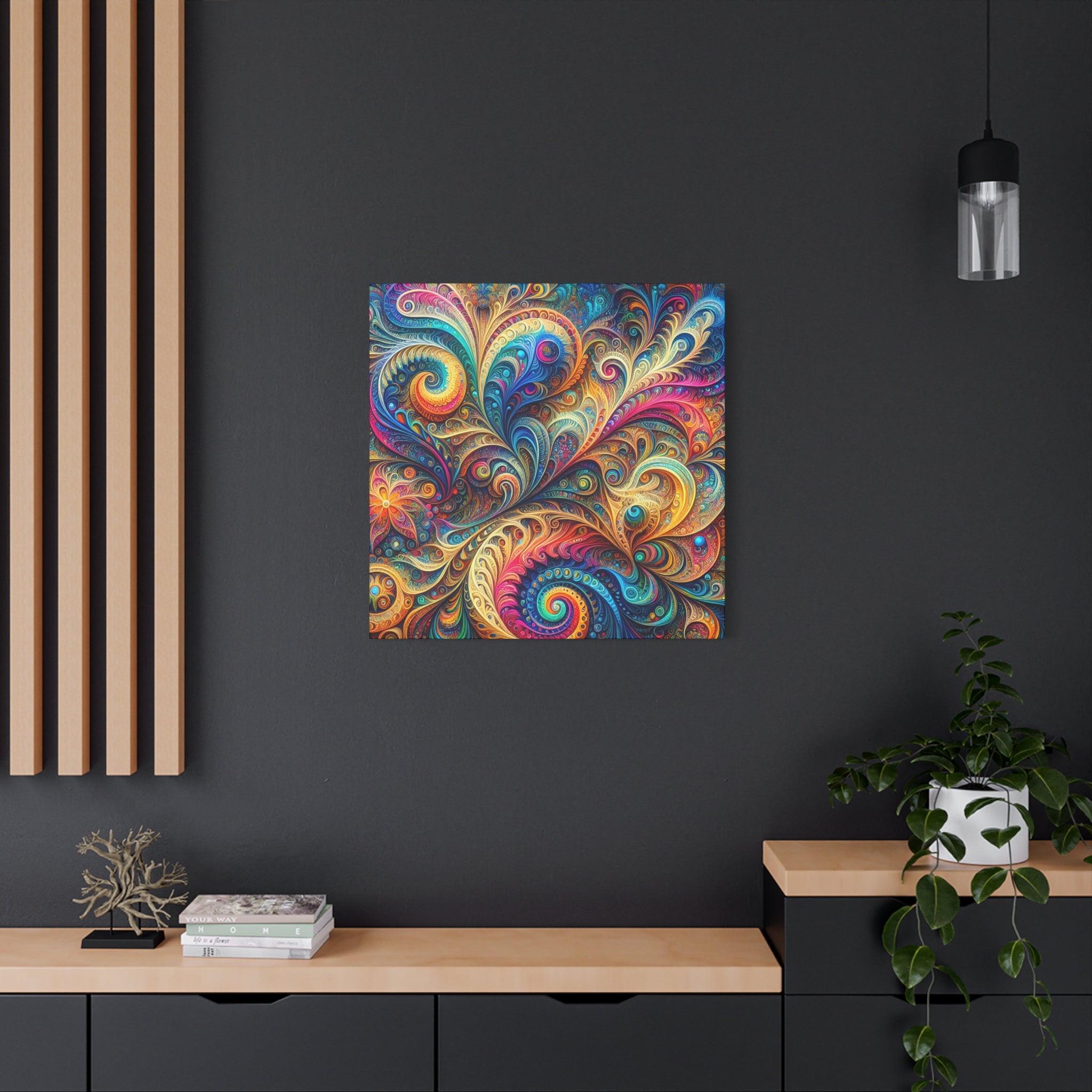 Vibrant Psychedelic Paisley Swirl Canvas Art Print - Canvas