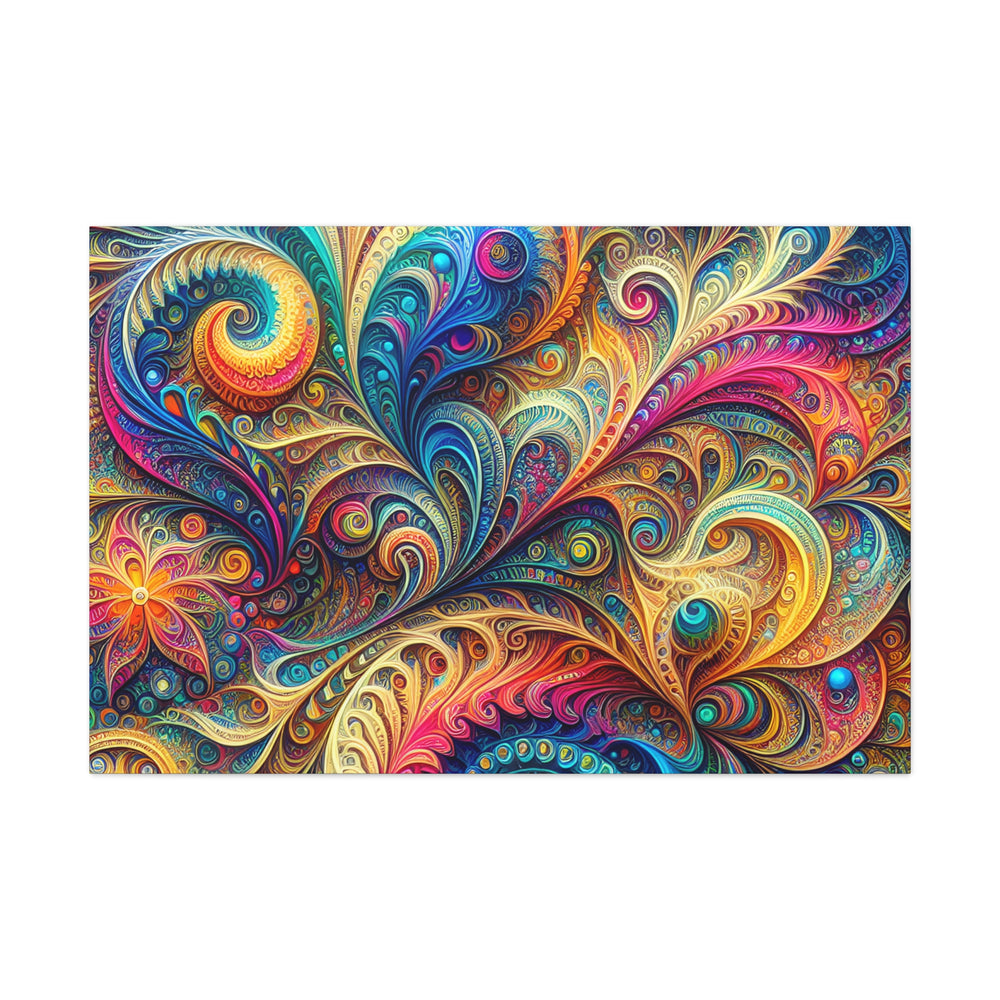 Vibrant Psychedelic Paisley Swirl Canvas Art Print - Canvas