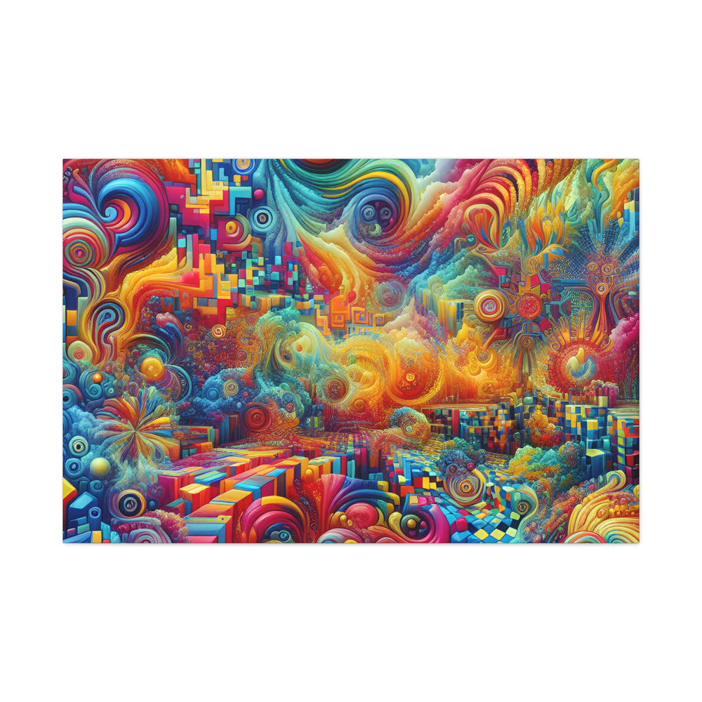 Vibrant Vortex of Psychedelic Dreams Canvas Art Print - Canvas