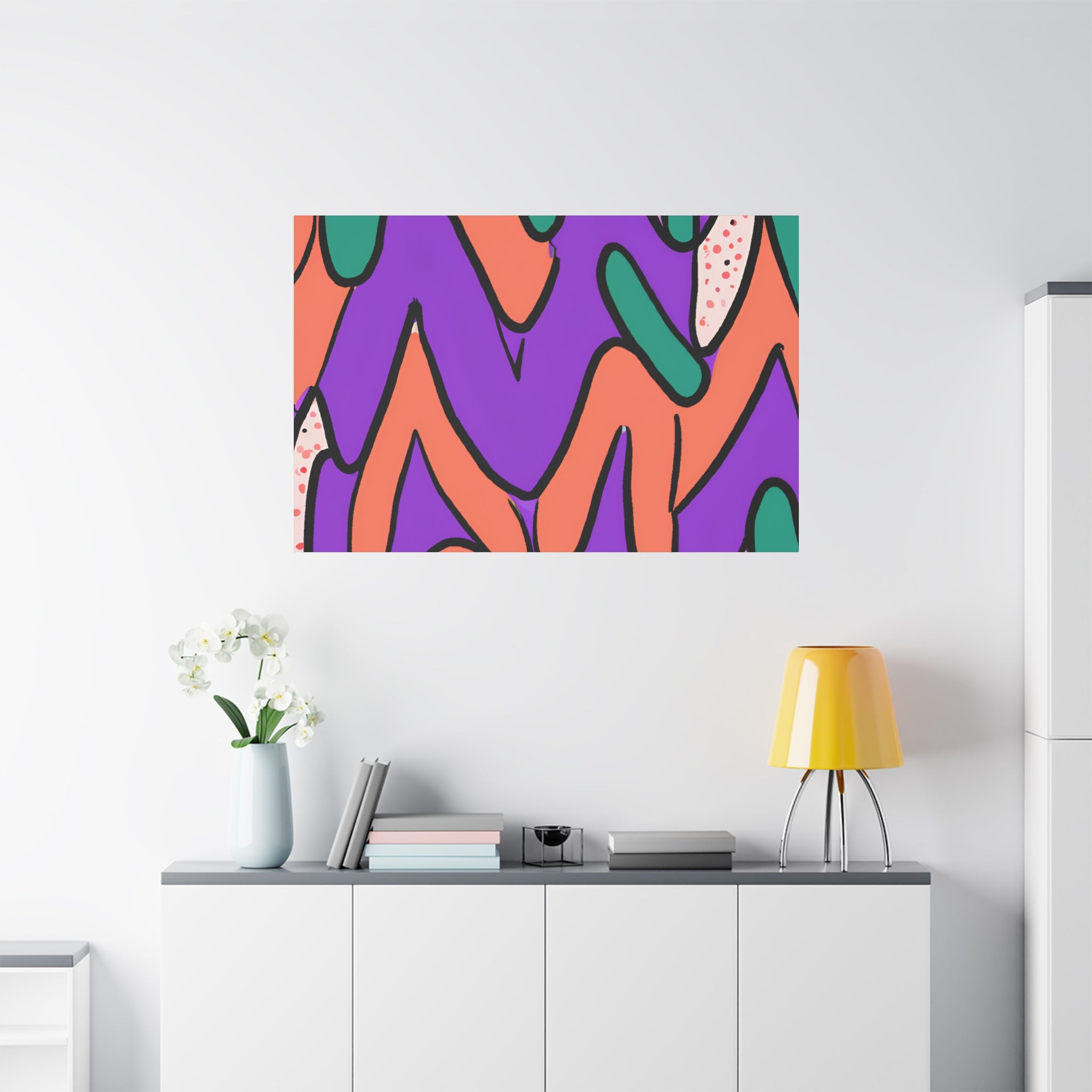 Vibrant Abstract Wiggles and Waves Canvas Art - Canvas