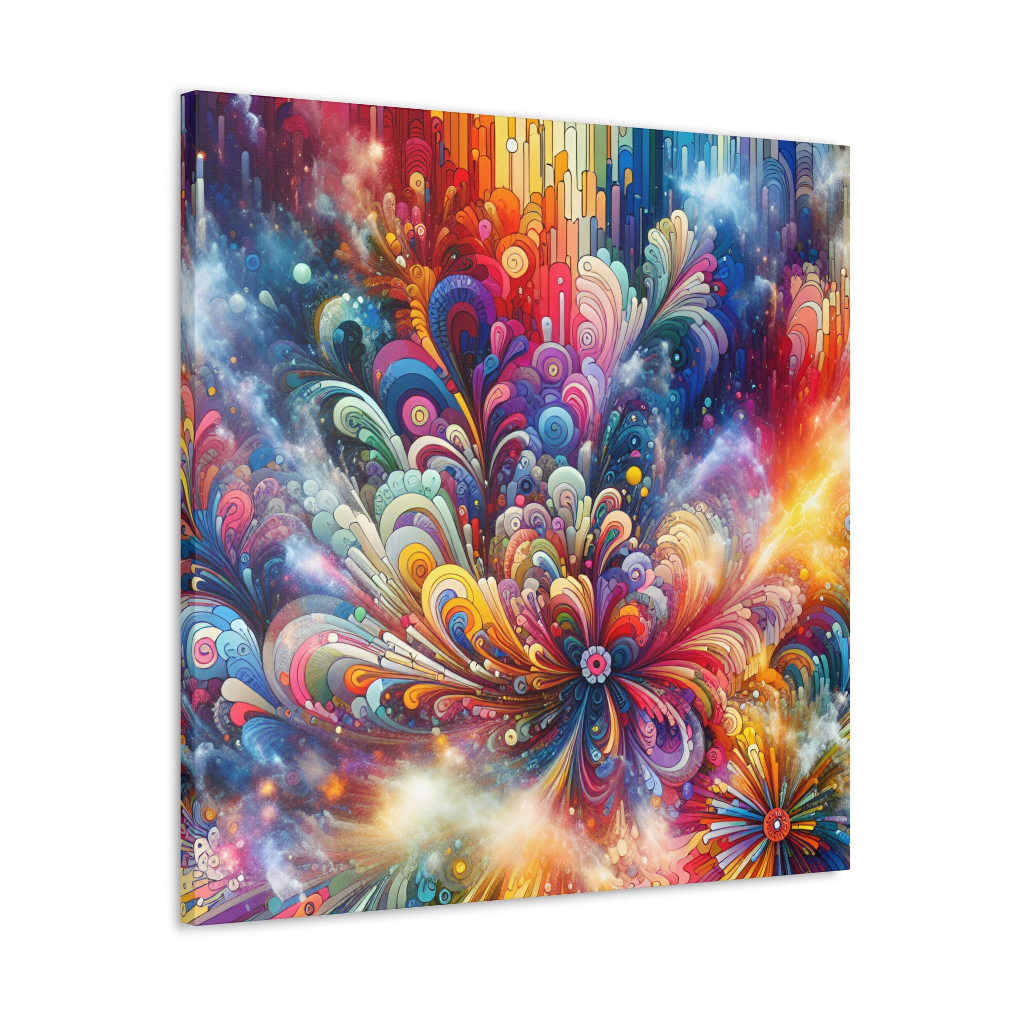 Cosmic Bloom Explosion Colorful Abstract Art Canvas - Canvas