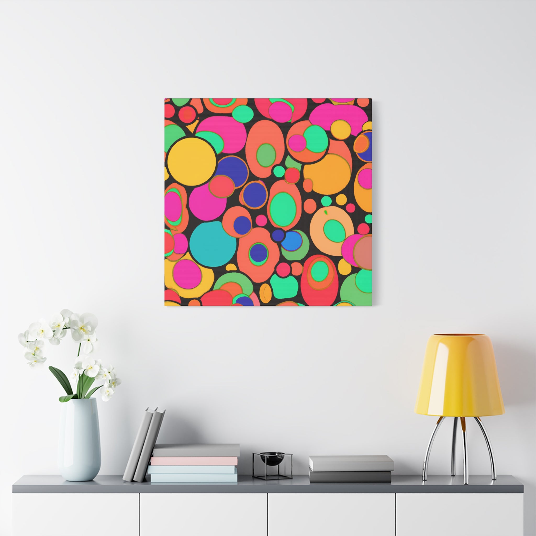 Vibrant Retro Bubble Fiesta Abstract Art Canvas - Canvas