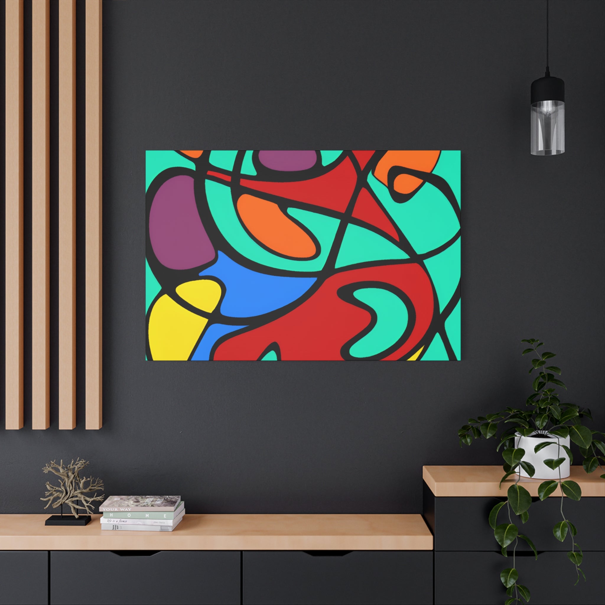 Vibrant Abstract Curves Canvas Art Print - Canvas