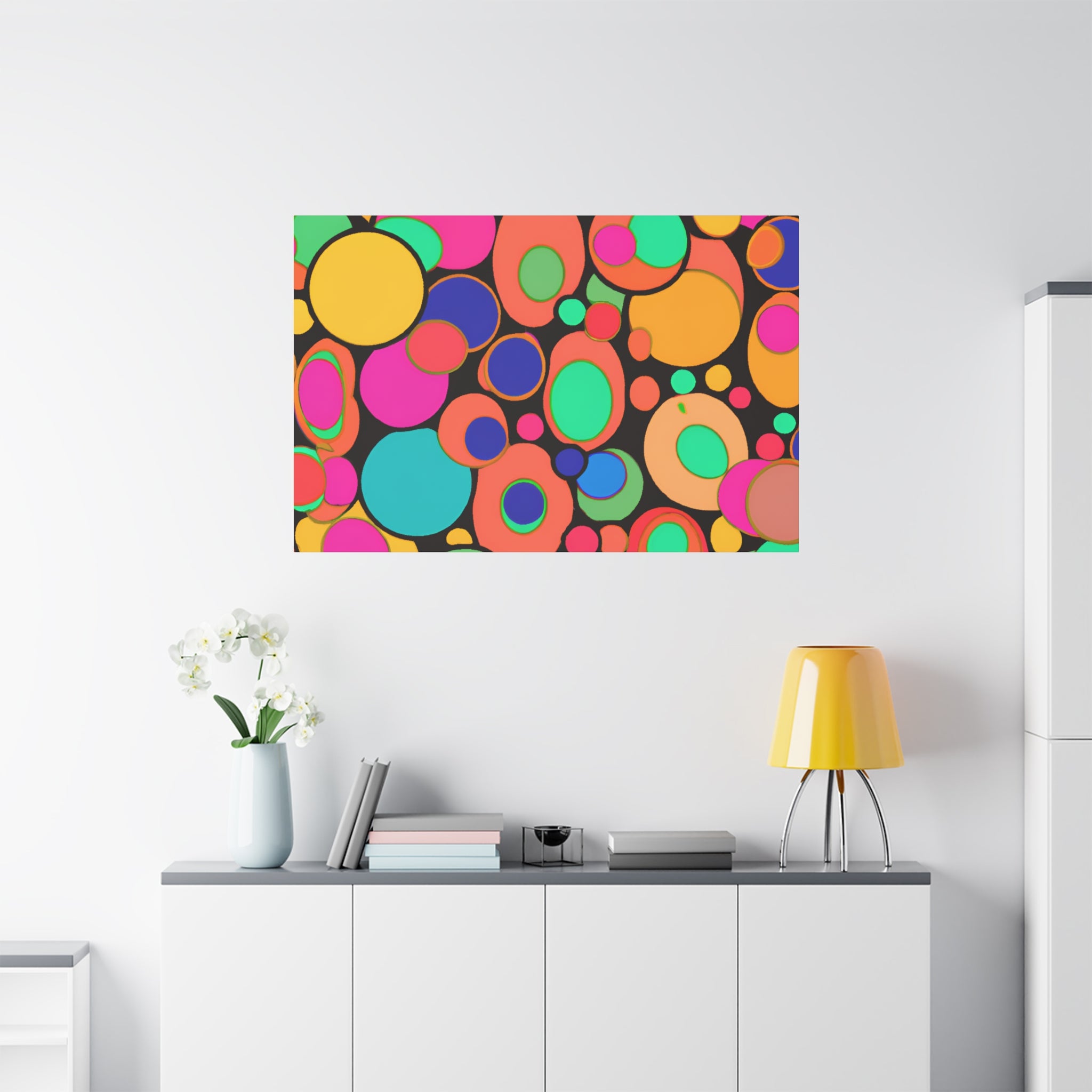 Vibrant Retro Bubble Fiesta Abstract Art Canvas - Canvas