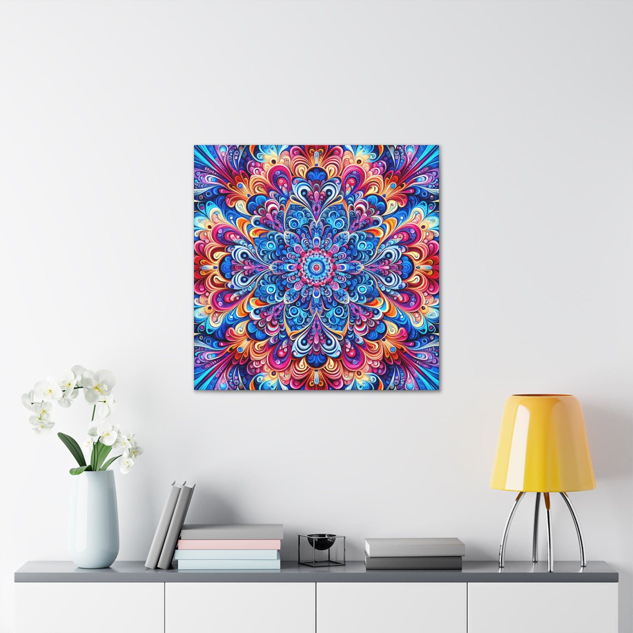 Vibrant Psychedelic Mandala Canvas Art Print - Canvas