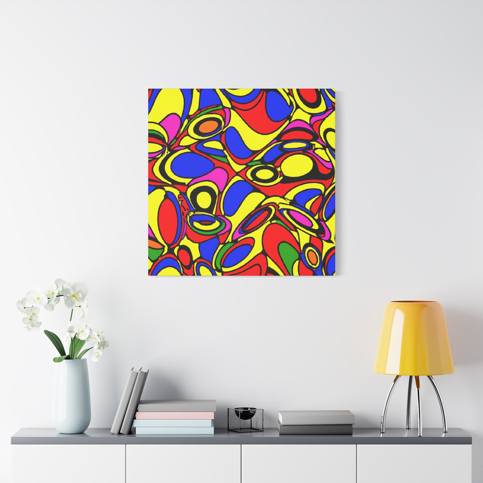 Vibrant Abstract Psychedelic Shapes Canvas Art Print - Canvas