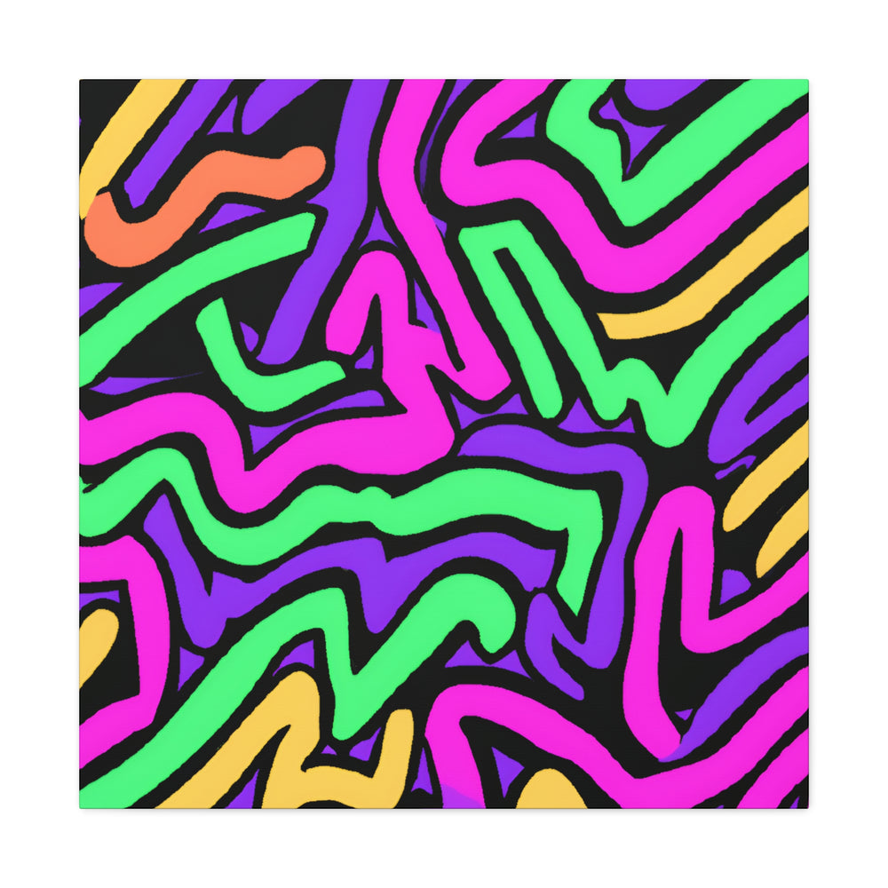 Vibrant Neon Waves Abstract Art Canvas - Canvas