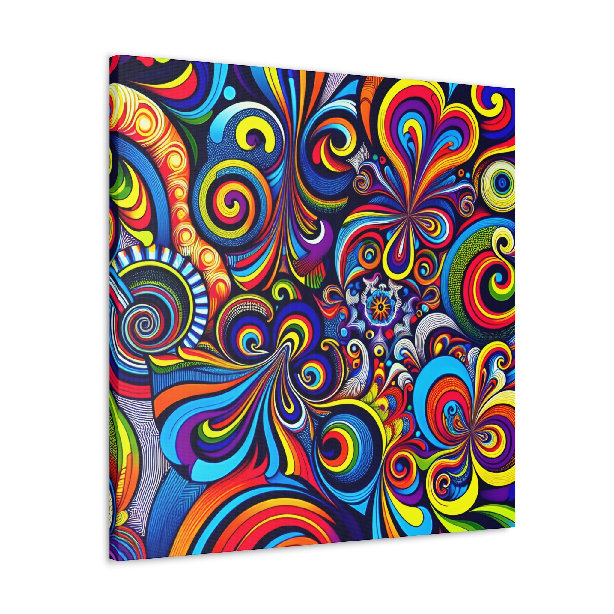 Vibrant Psychedelic Swirls Abstract Art Canvas - Canvas