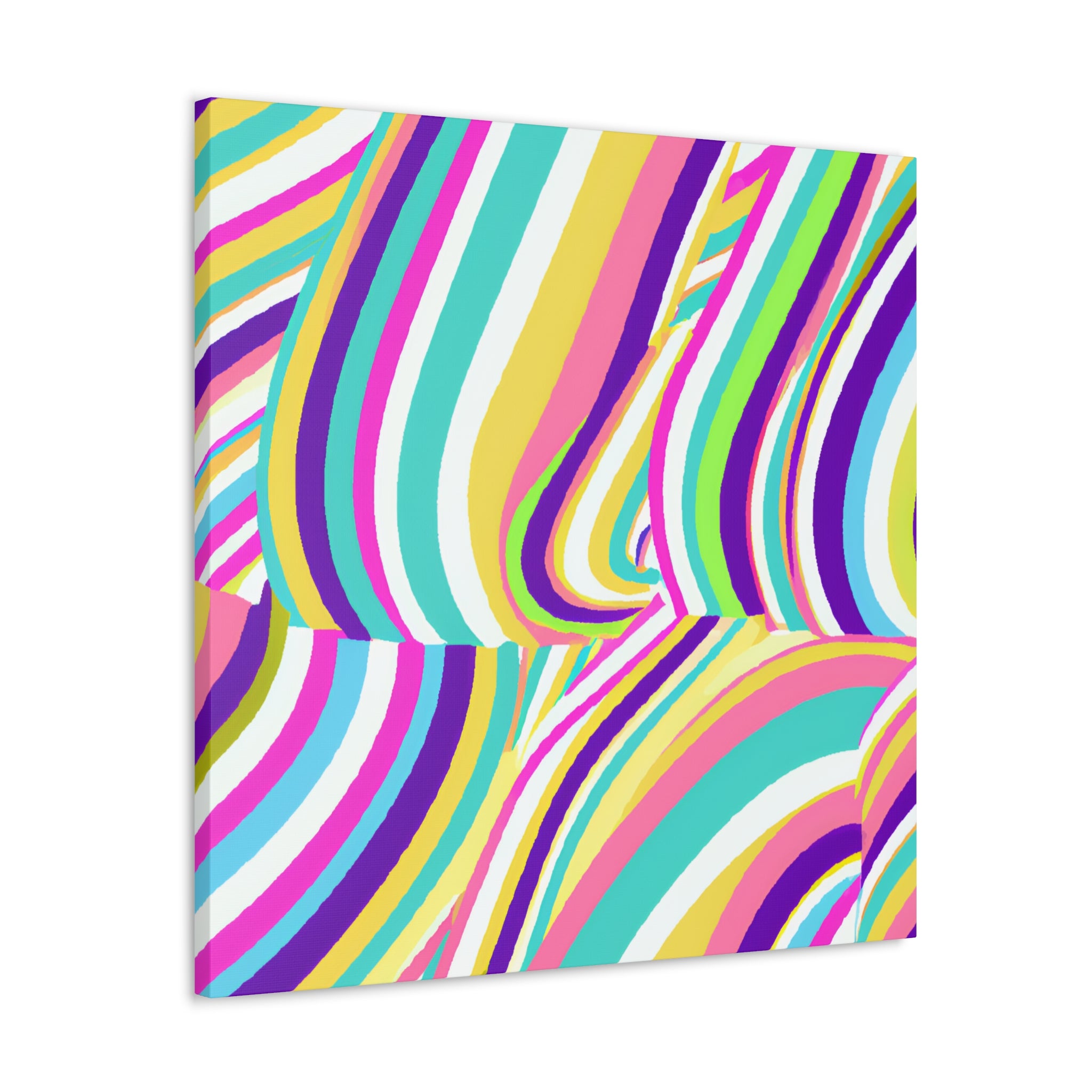 Vibrant Wavy Stripes Abstract Art Canvas - Canvas