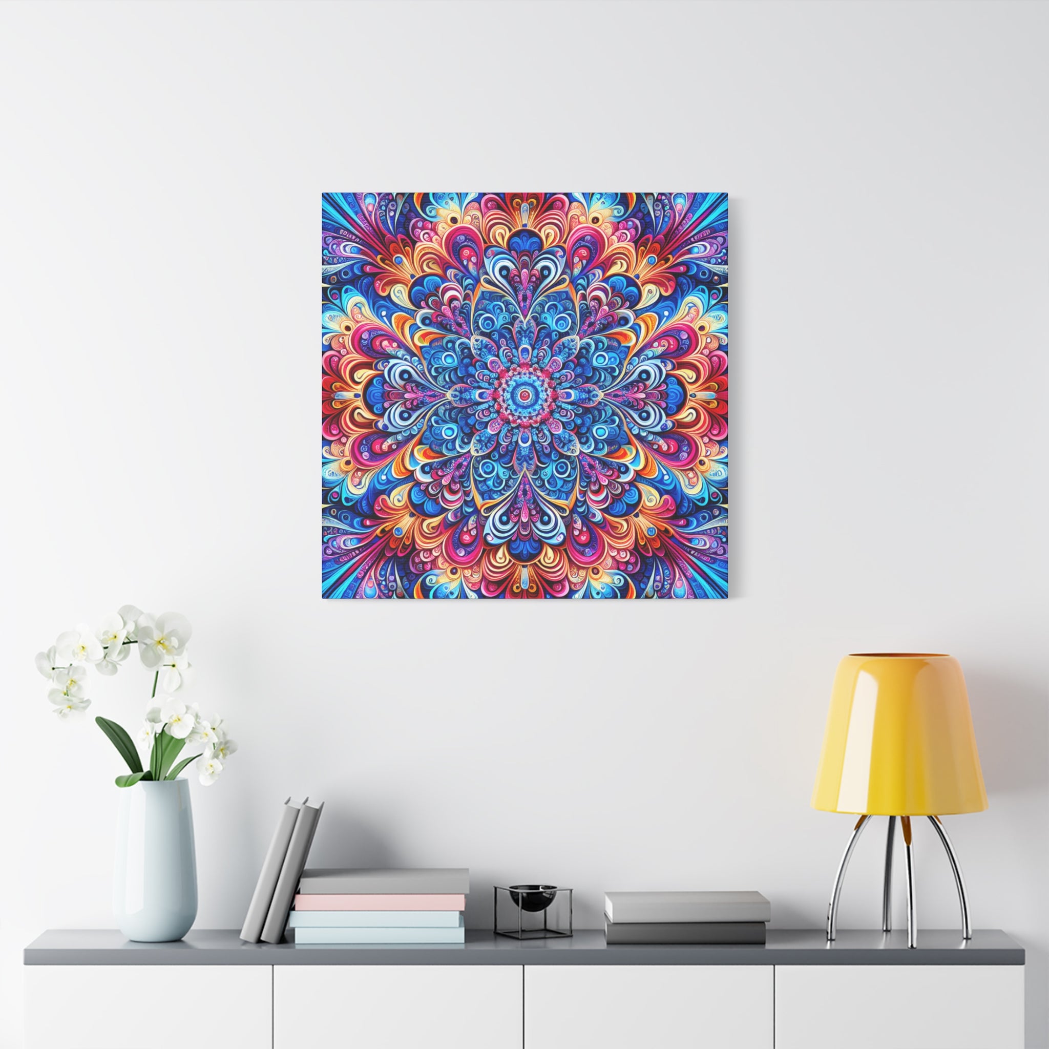 Vibrant Psychedelic Mandala Canvas Art Print - Canvas