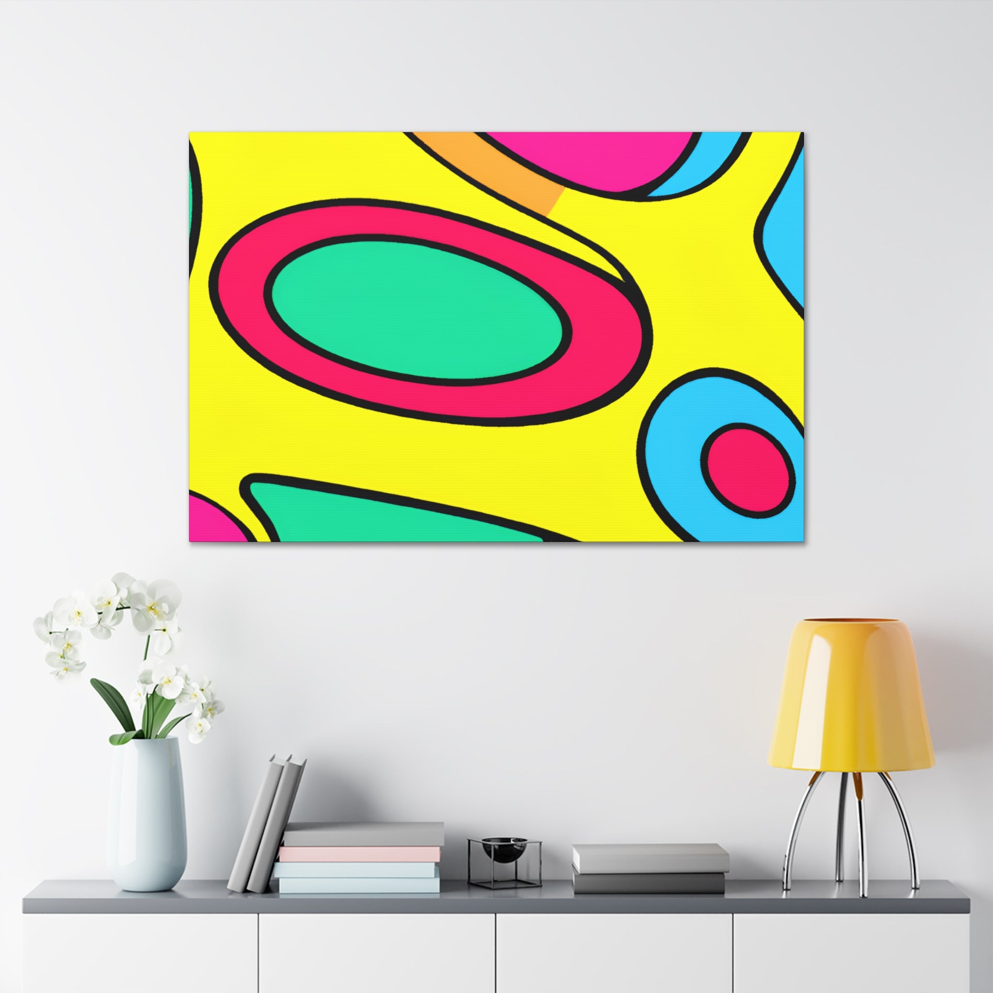 Vibrant Retro Pop Art Ellipses Canvas Print - Canvas