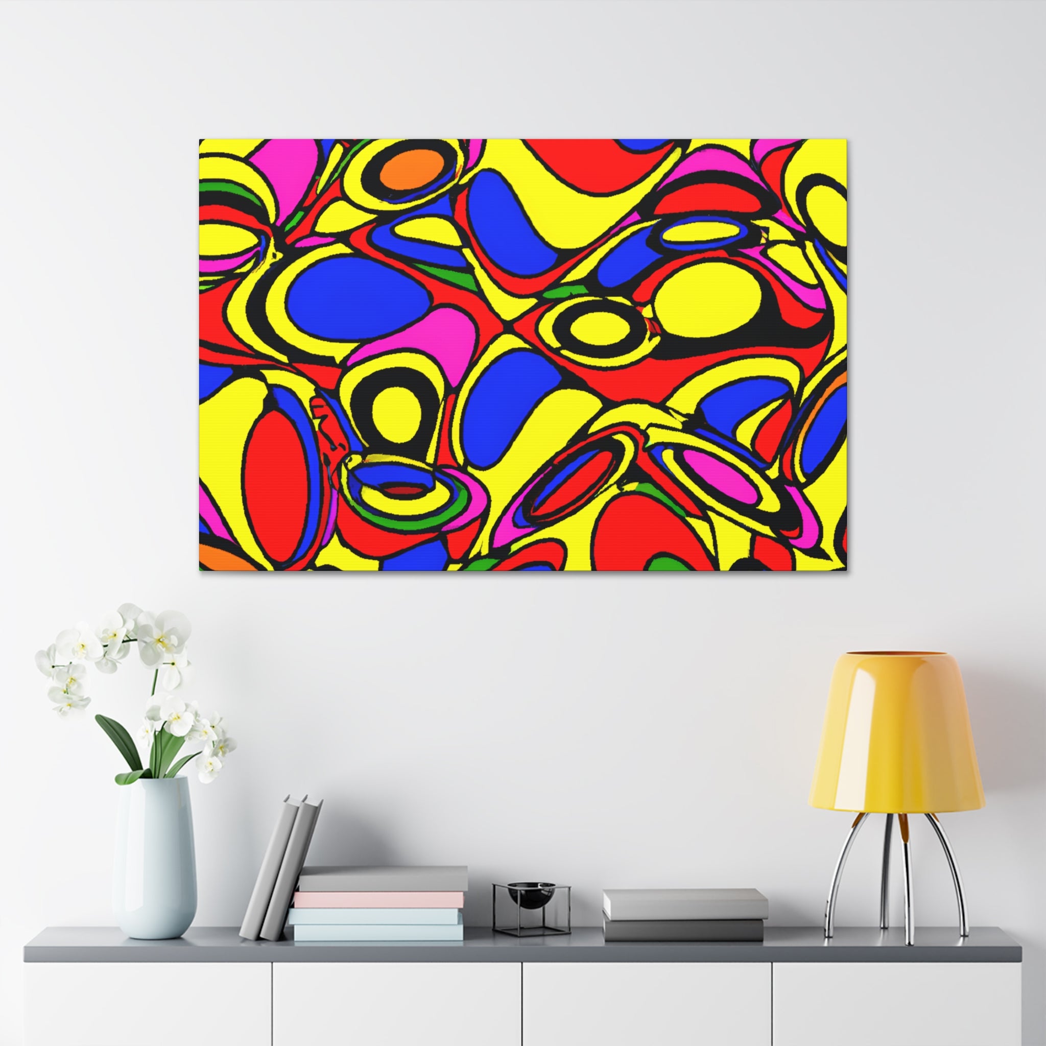 Vibrant Abstract Psychedelic Shapes Canvas Art Print - Canvas