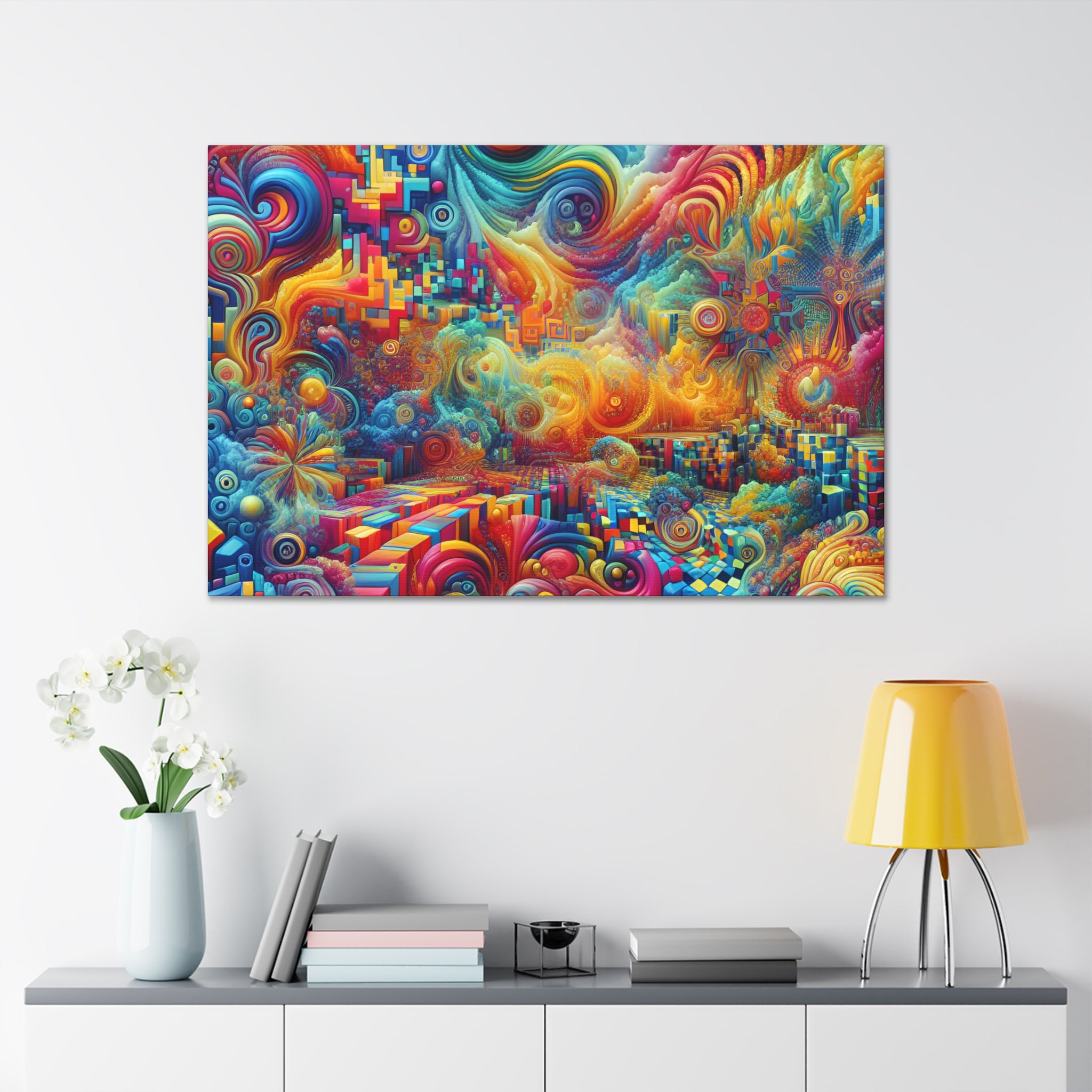 Vibrant Vortex of Psychedelic Dreams Canvas Art Print - Canvas