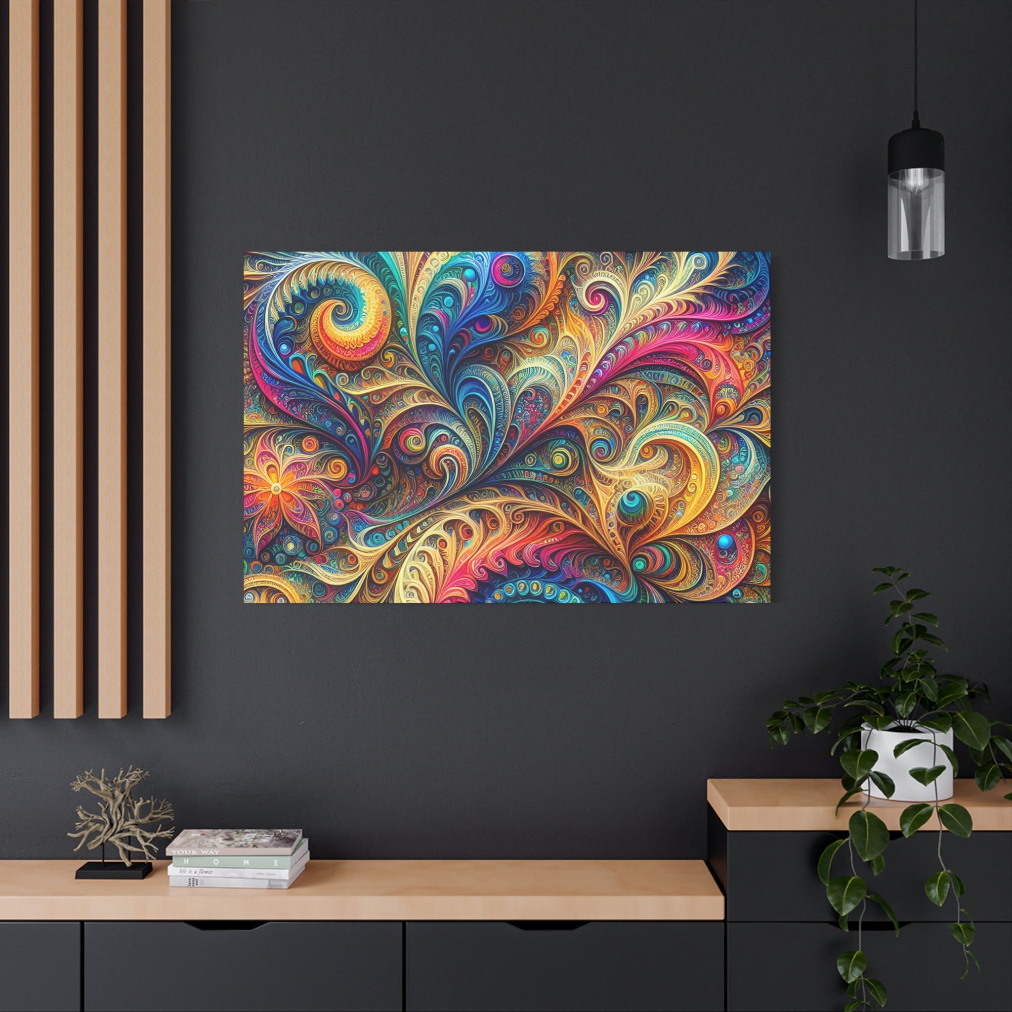 Vibrant Psychedelic Paisley Swirl Canvas Art Print - Canvas