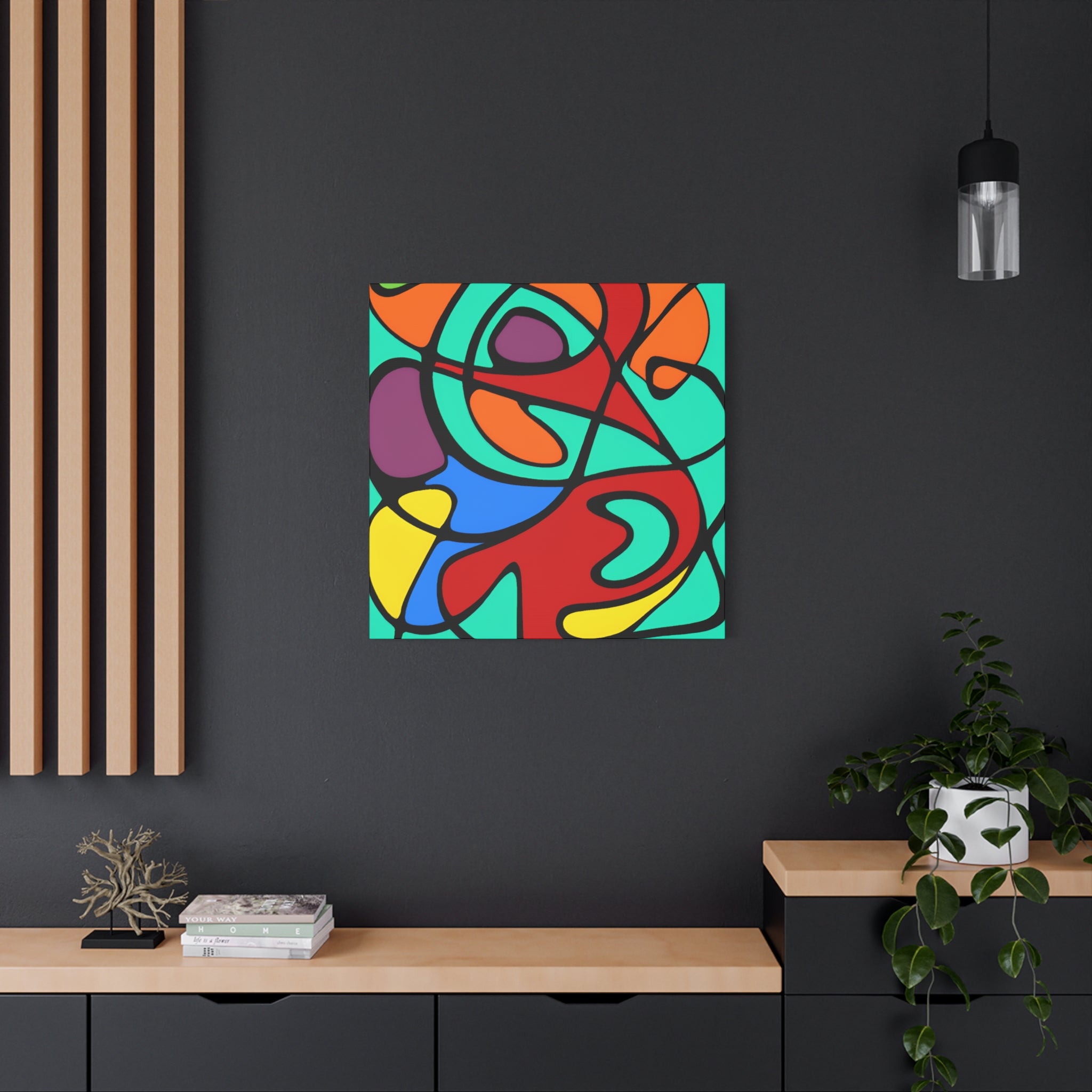 Vibrant Abstract Curves Canvas Art Print - Canvas