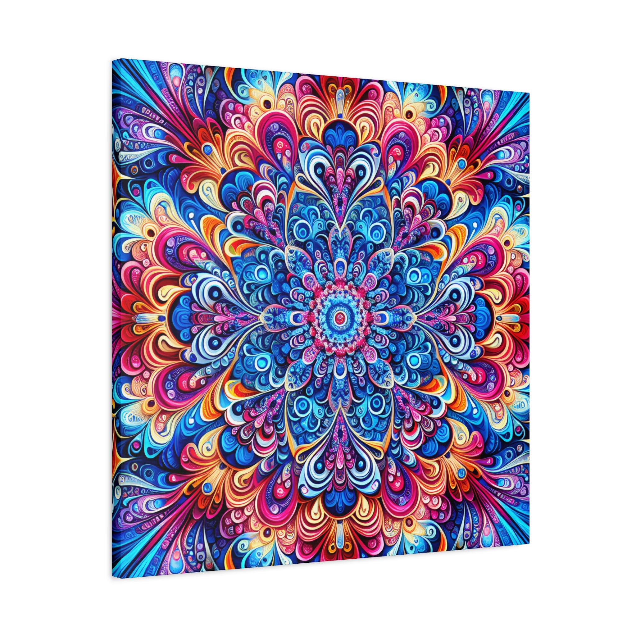 Vibrant Psychedelic Mandala Canvas Art Print - Canvas