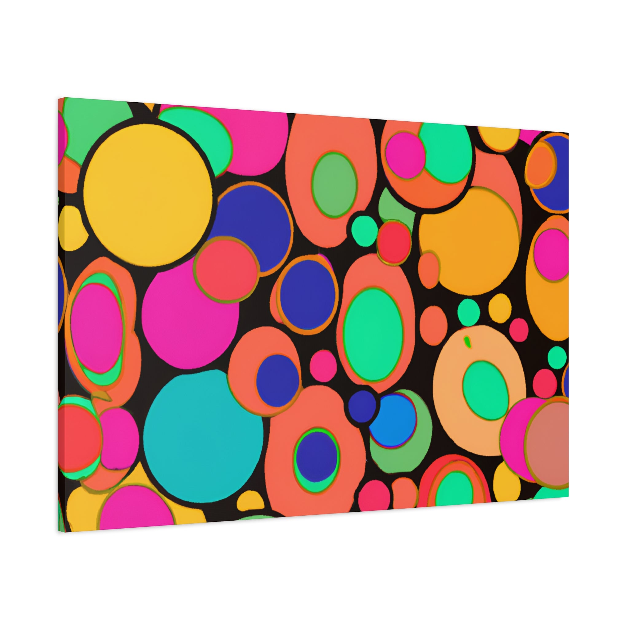 Vibrant Retro Bubble Fiesta Abstract Art Canvas - Canvas