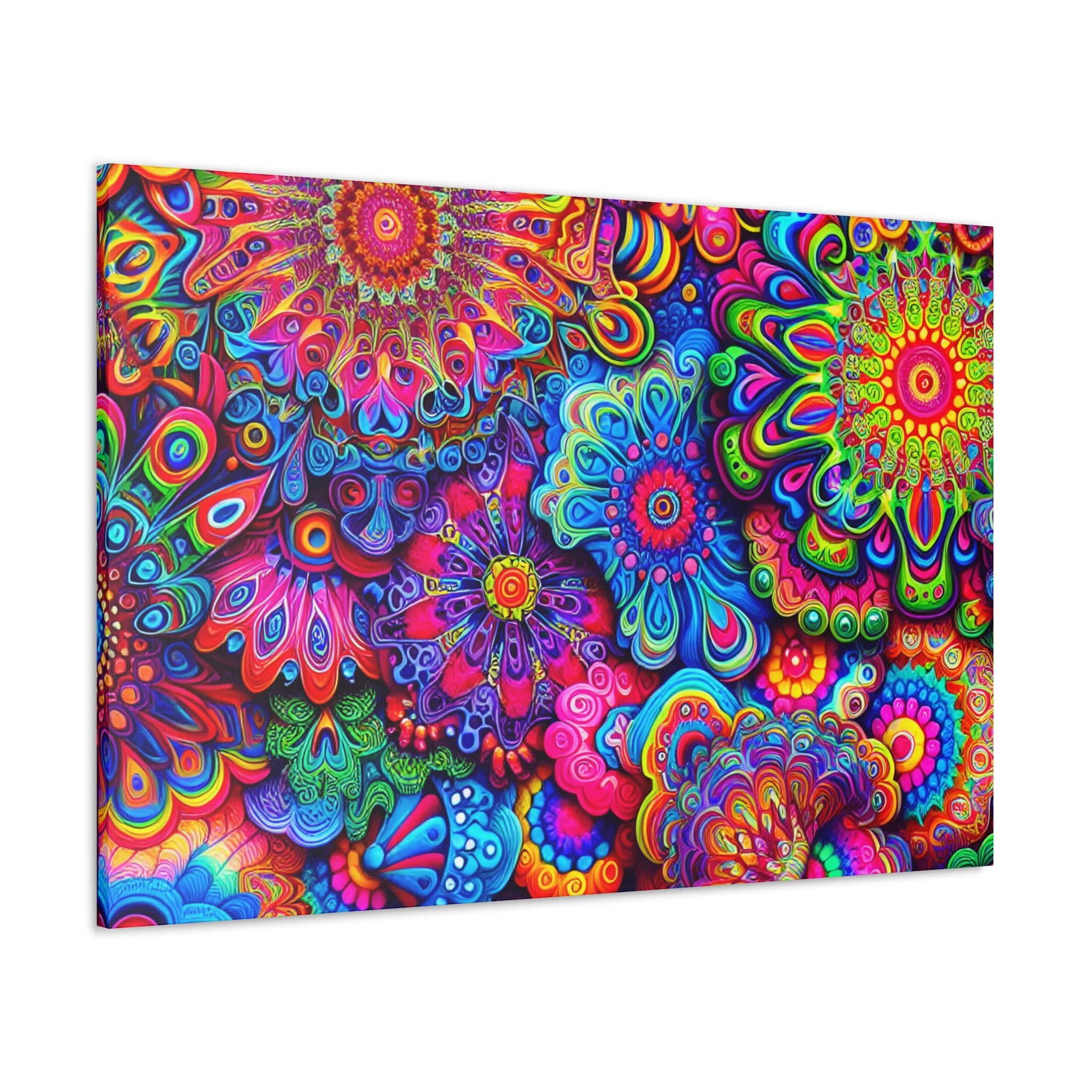 Psychedelic Floral Kaleidoscope Canvas Art Print - Canvas