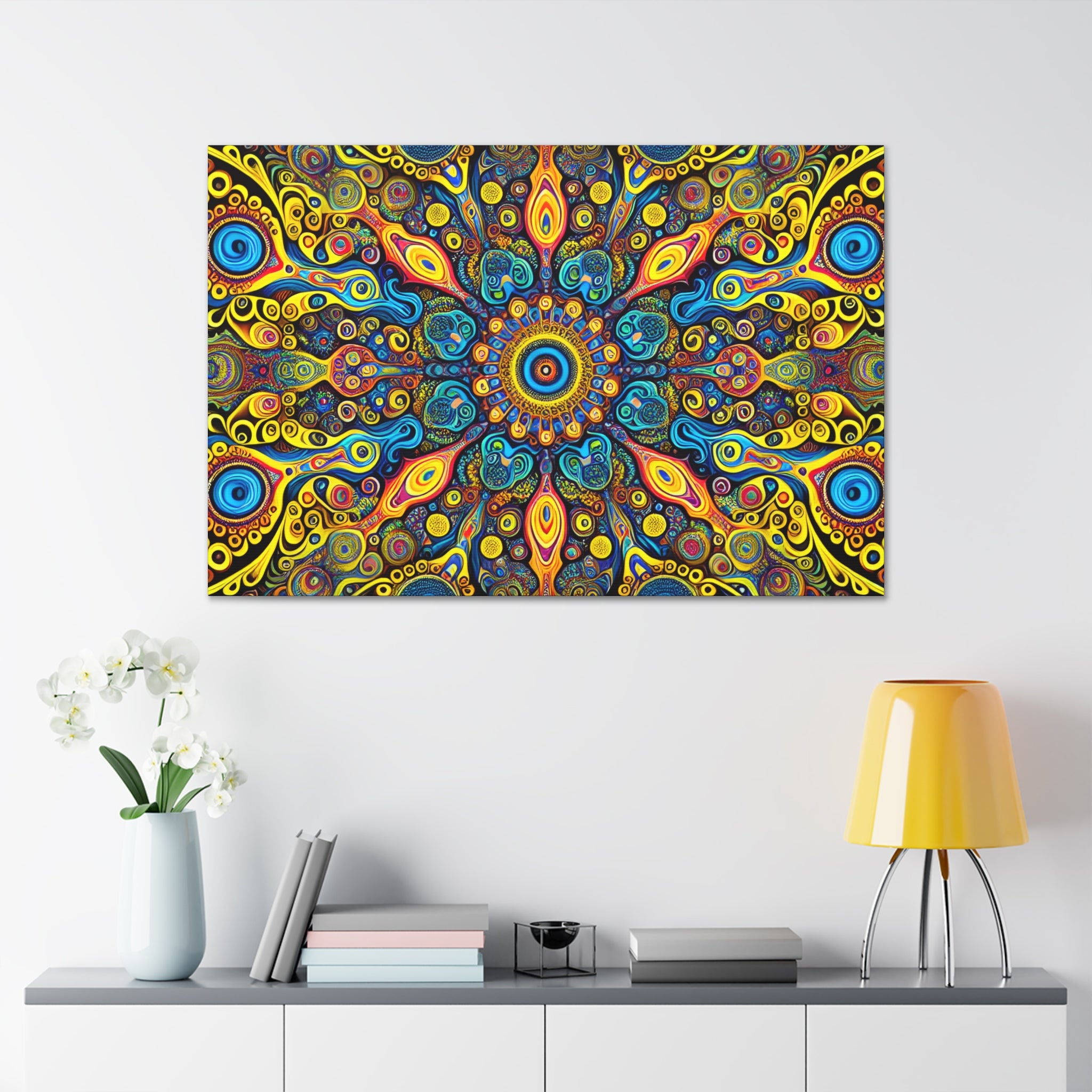 Psychedelic Kaleidoscope Mandala Canvas Art Print - Canvas