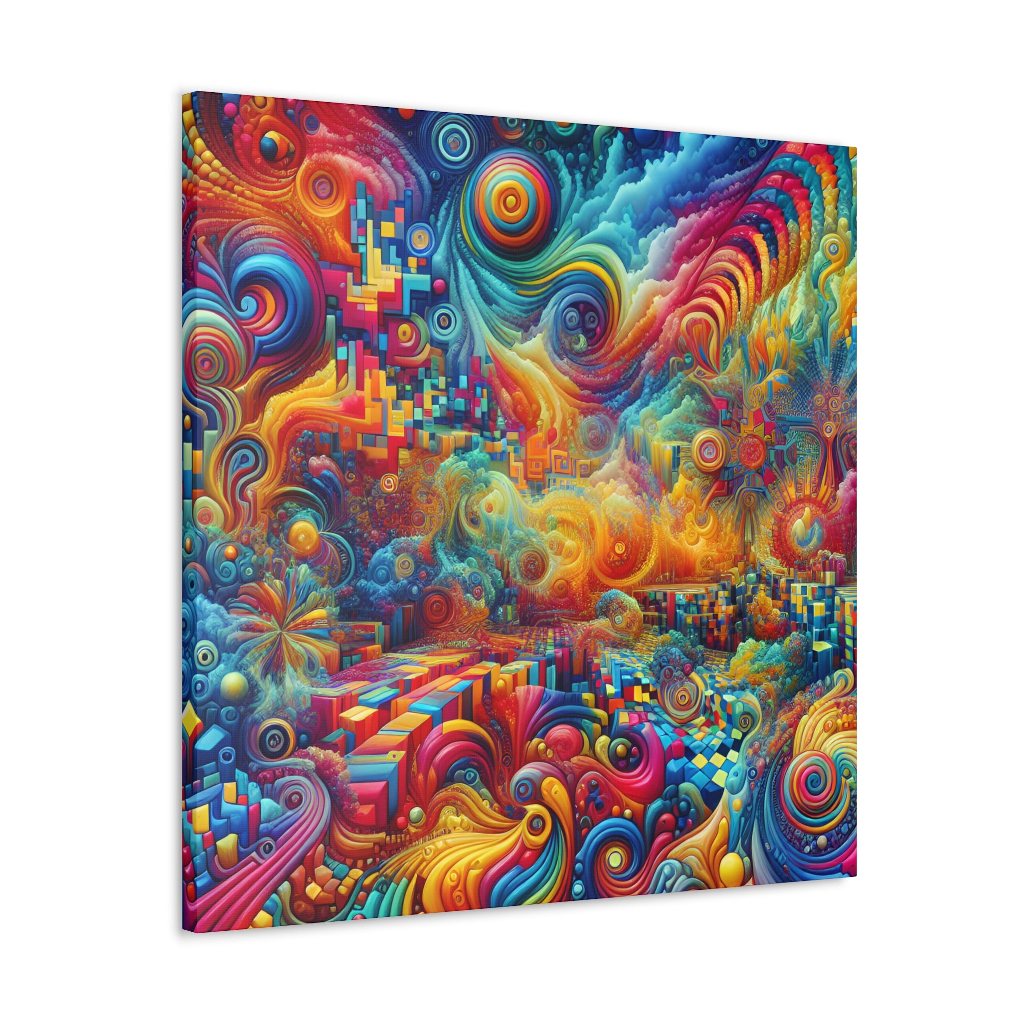 Vibrant Vortex of Psychedelic Dreams Canvas Art Print - Canvas