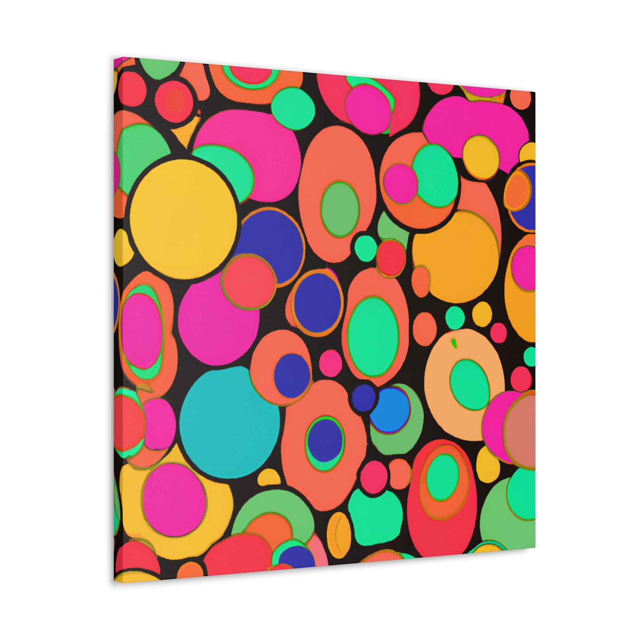 Vibrant Retro Bubble Fiesta Abstract Art Canvas - Canvas