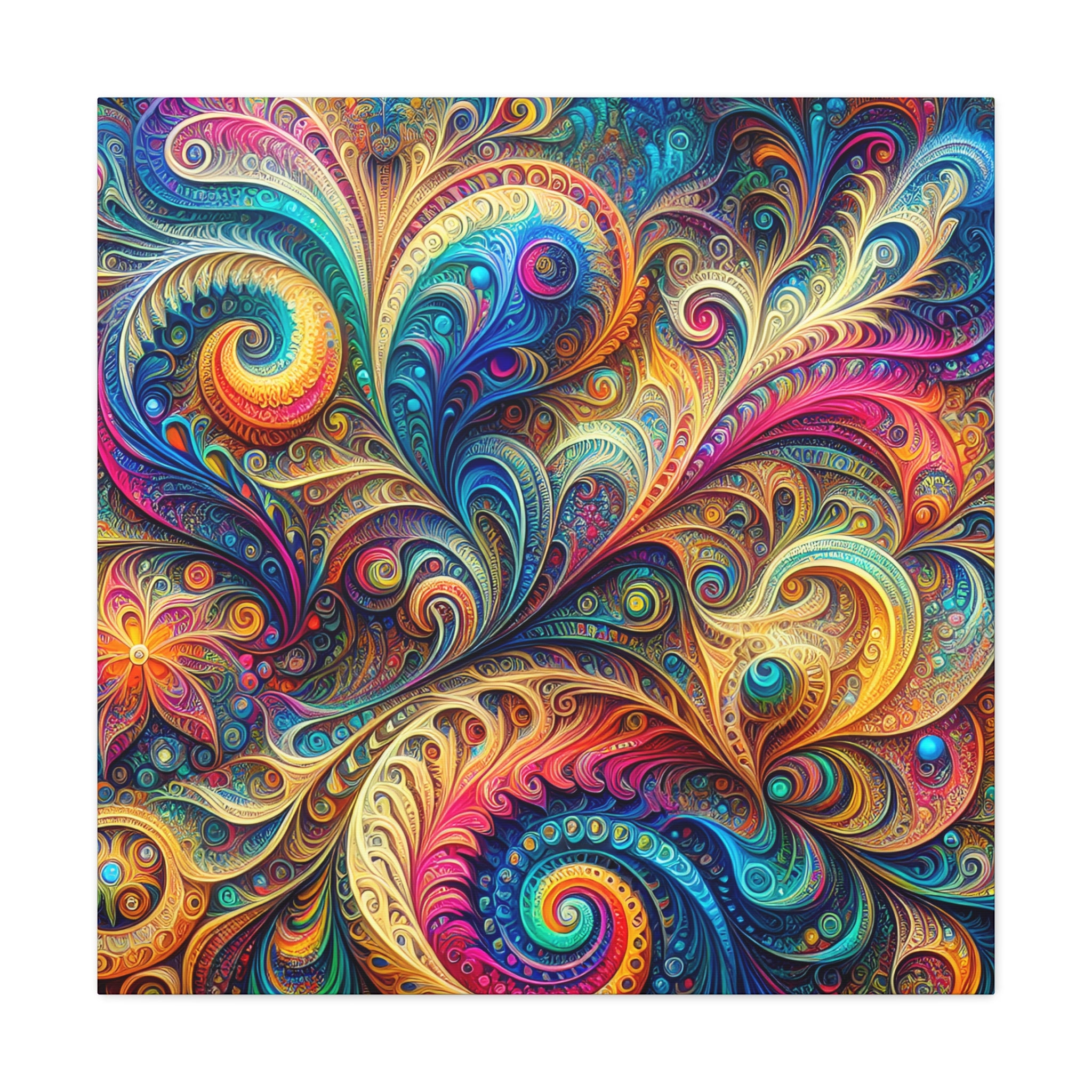 Vibrant Psychedelic Paisley Swirl Canvas Art Print - Canvas