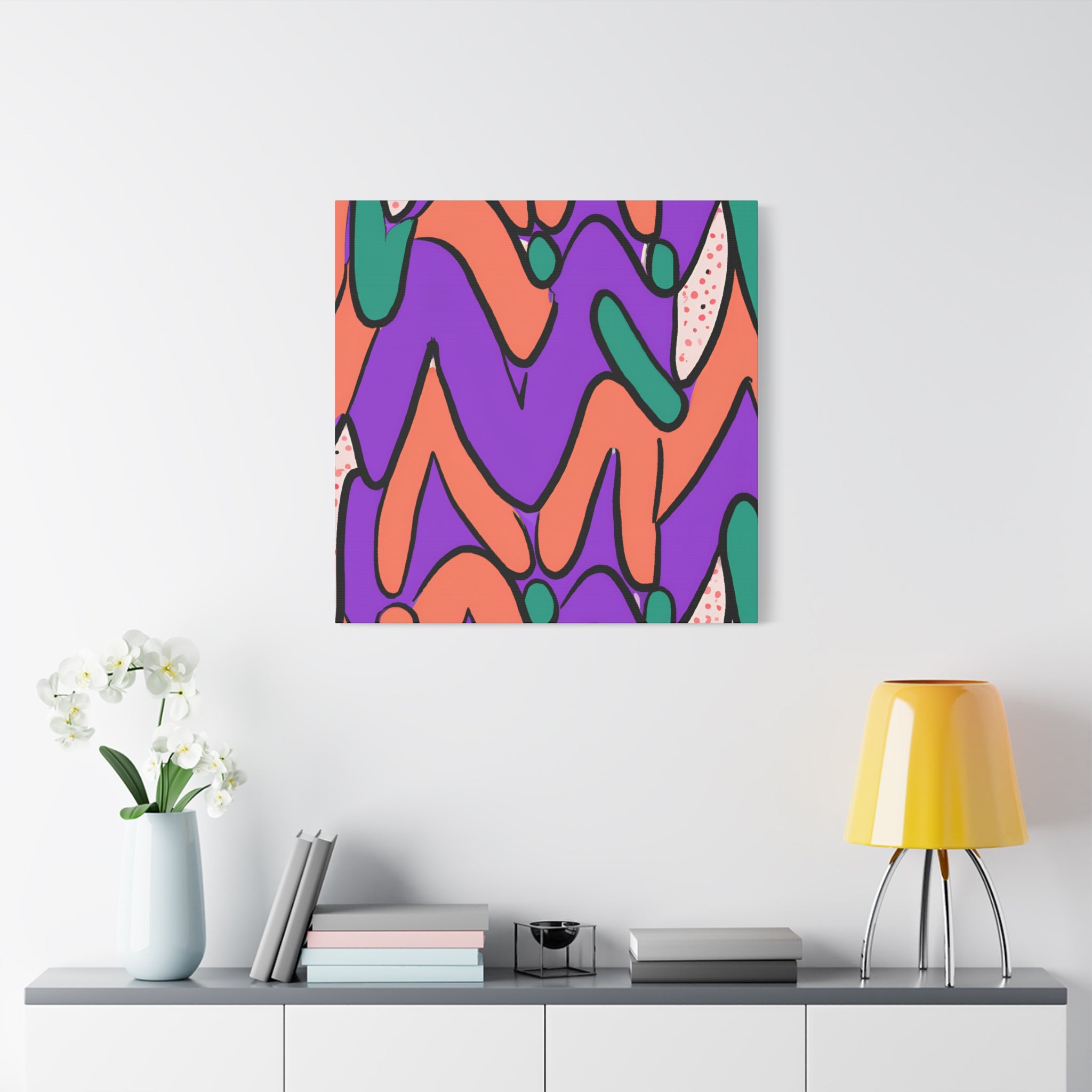 Vibrant Abstract Wiggles and Waves Canvas Art - Canvas